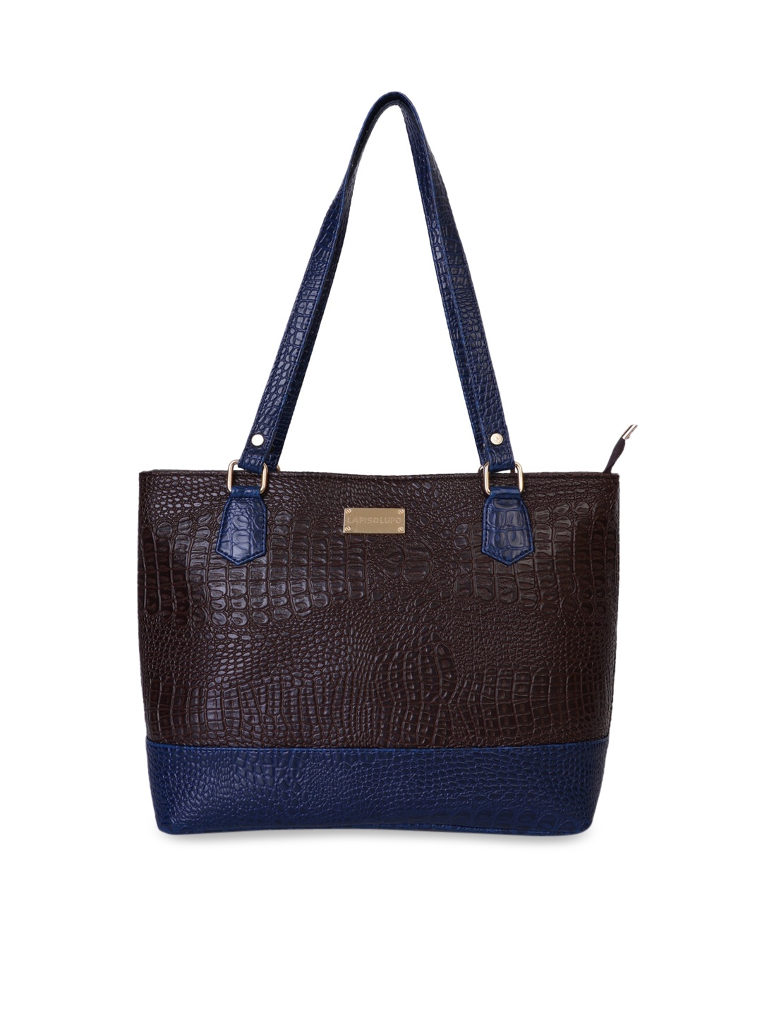 

Lapis O Lupo Brown & Navy Blue Textured Shoulder Bag