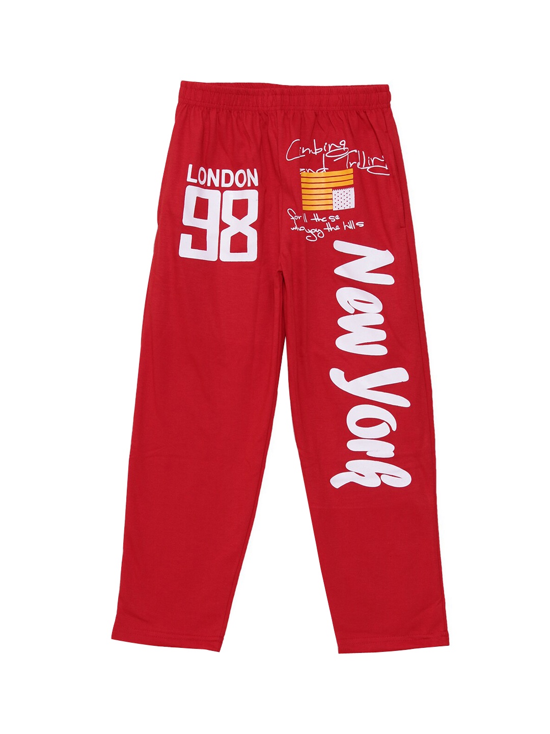 SWEET ANGEL Girls Red Solid Straight-Fit Track Pants