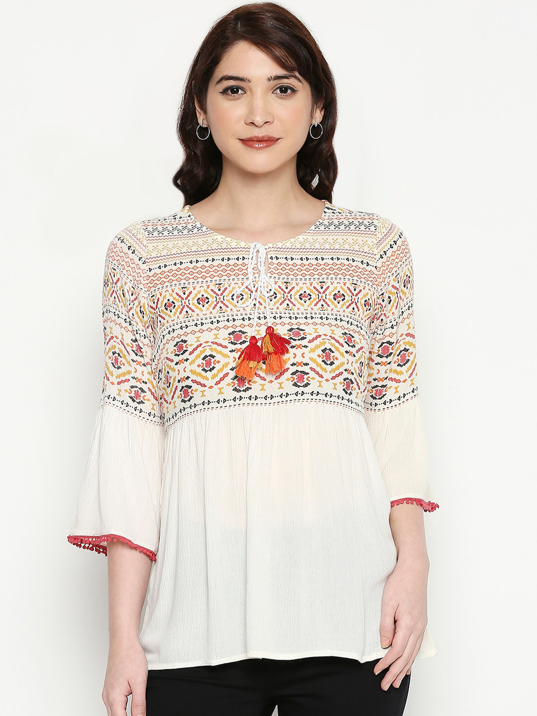 

People Women Off-White Printed Top