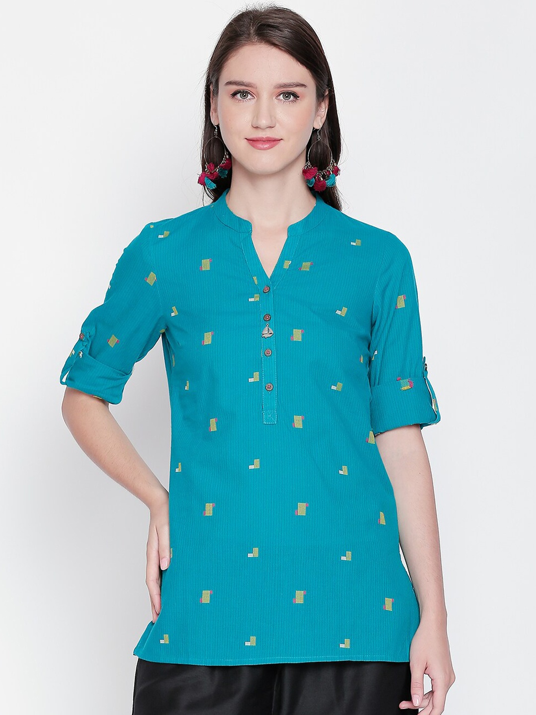 

AKKRITI BY PANTALOONS Women Blue Self Design