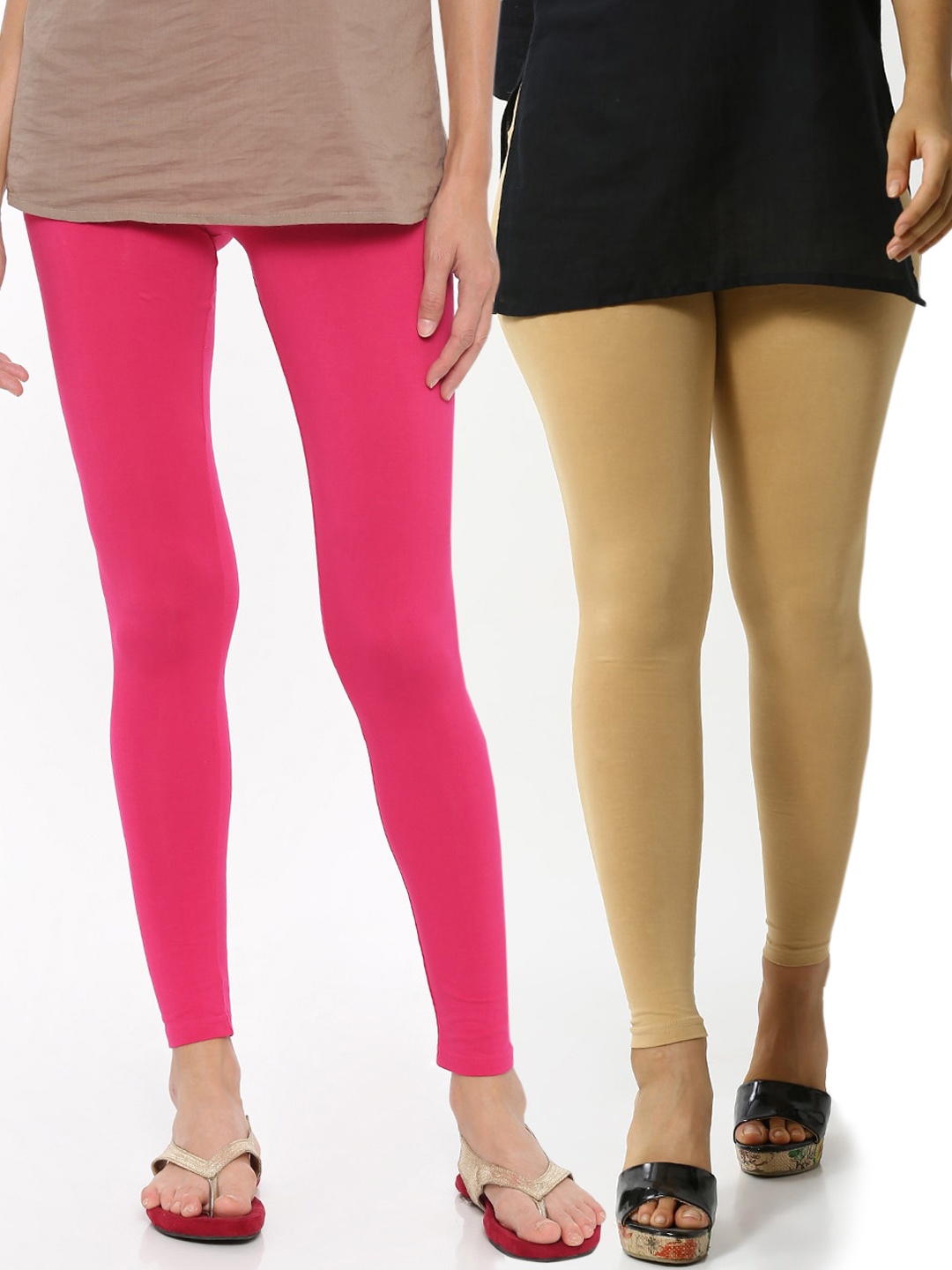 

De Moza Women Pack Of 2 Solid Ankle-Length Leggings, Fuchsia