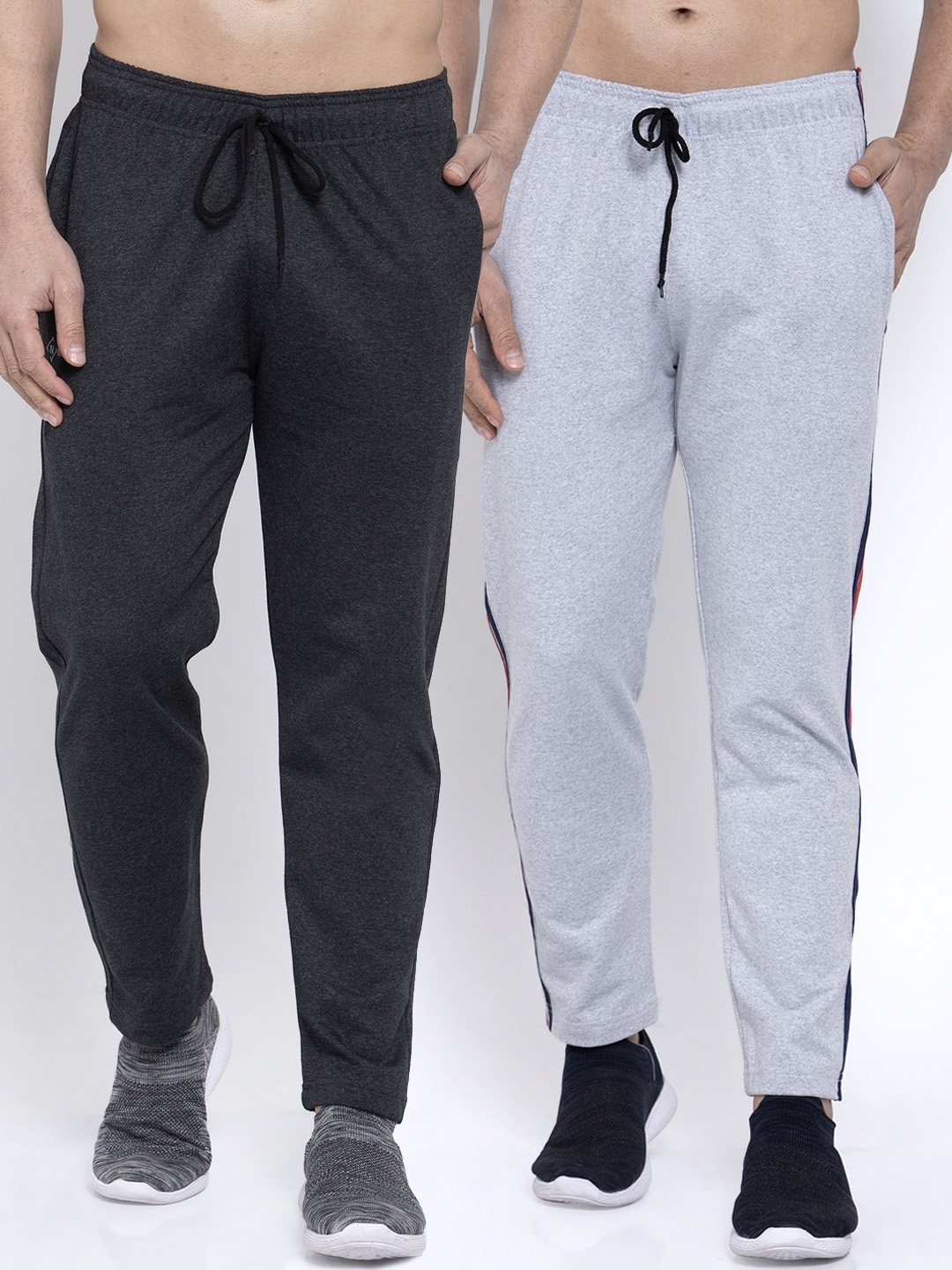 

NEUDIS Men Pack Of 2 Solid Structured-Fit Track Pants, Grey
