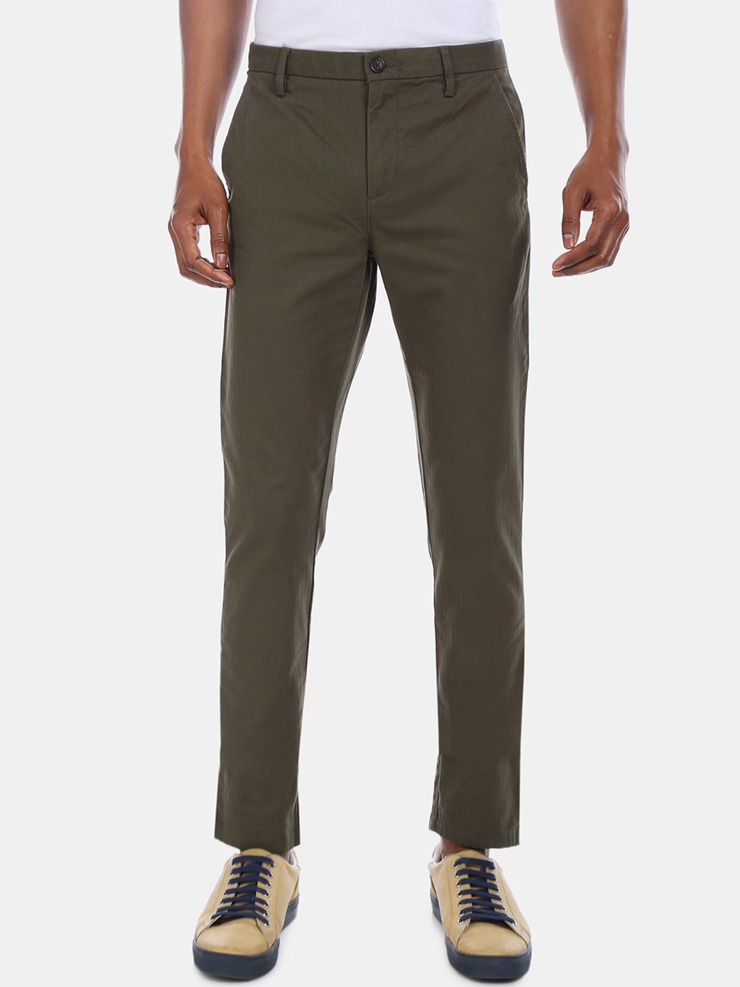 

Arrow Sport Men Olive Green Regular Fit Solid Regular Trousers