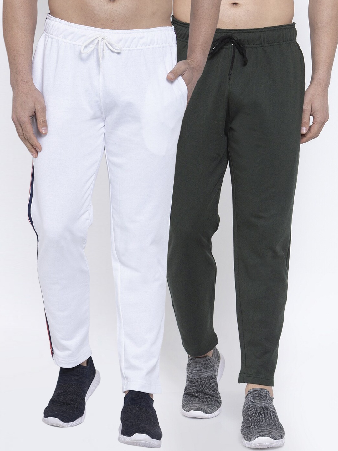 

NEUDIS Men Pack Of 2 Solid Structured-Fit Track Pants, White