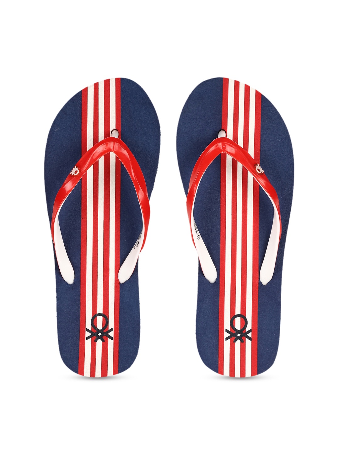 

United Colors of Benetton Women Navy Blue & Red Striped Thong Flip-Flops