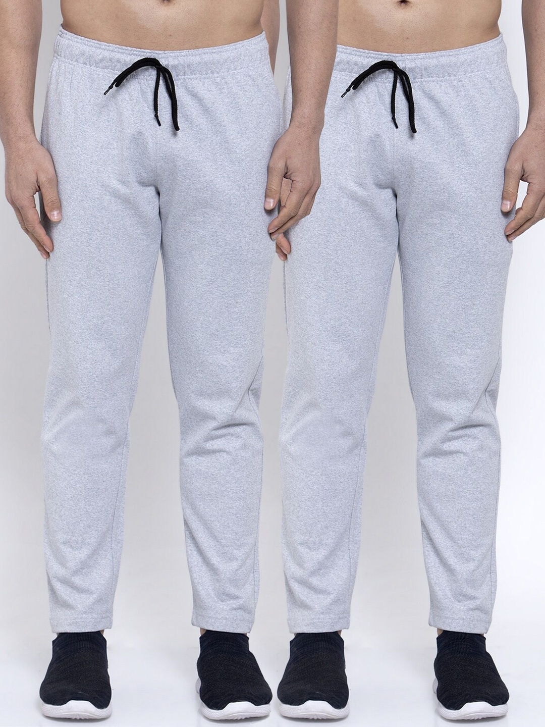 

NEUDIS Men Pack Of 2 Grey Solid Structured-Fit Track Pants