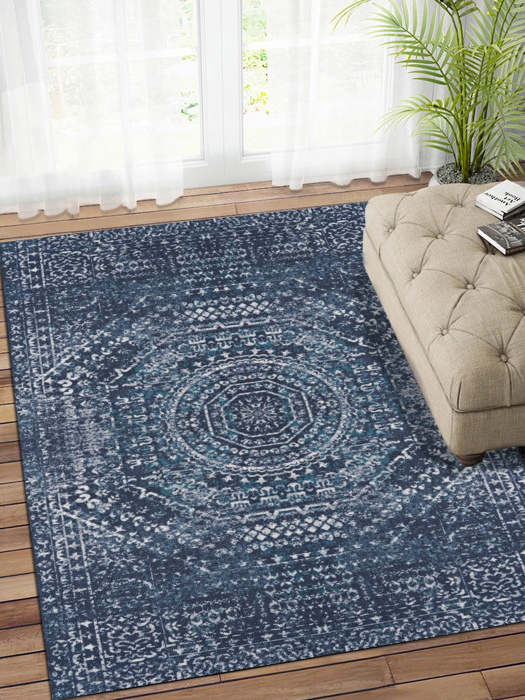 

Status Navy Blue & White 3D Printed Anti-Skid Carpet