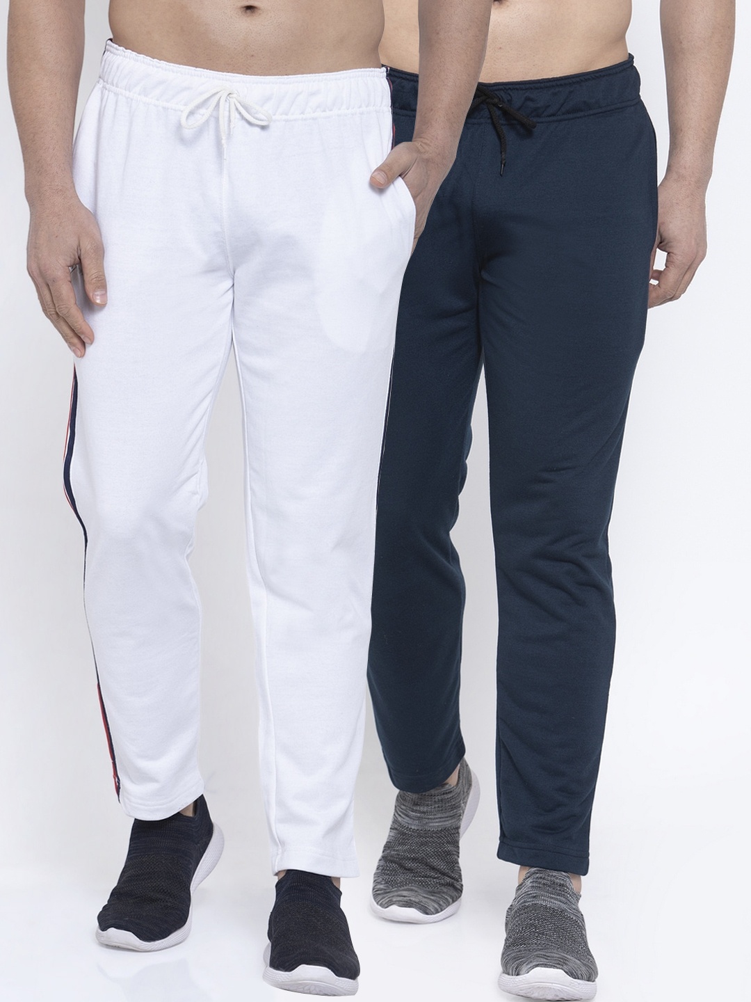 

NEUDIS Men Pack Of 2 Solid Structured-Fit Track Pants, Navy blue