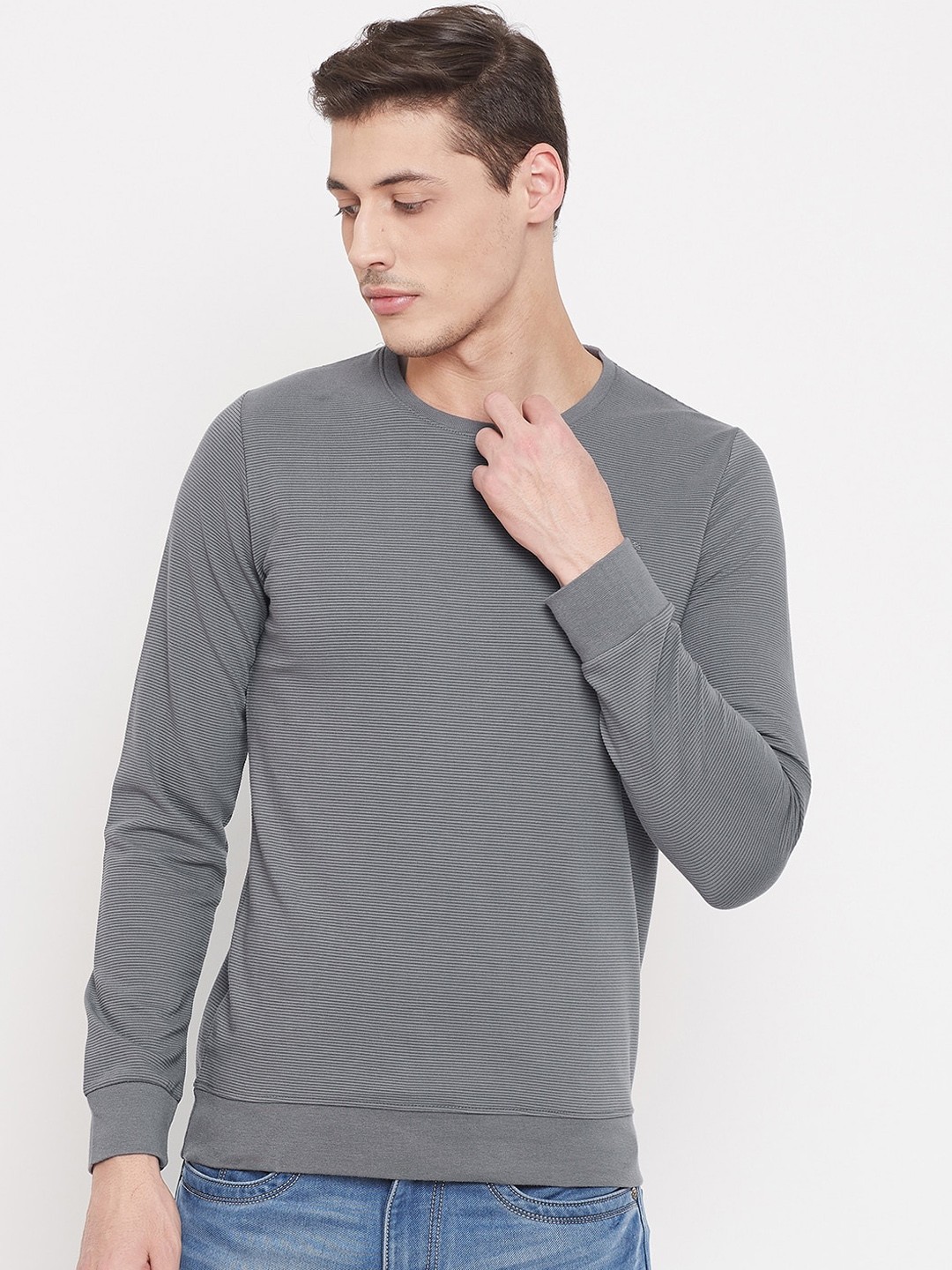 

Camey Men Grey Solid Sweatshirt