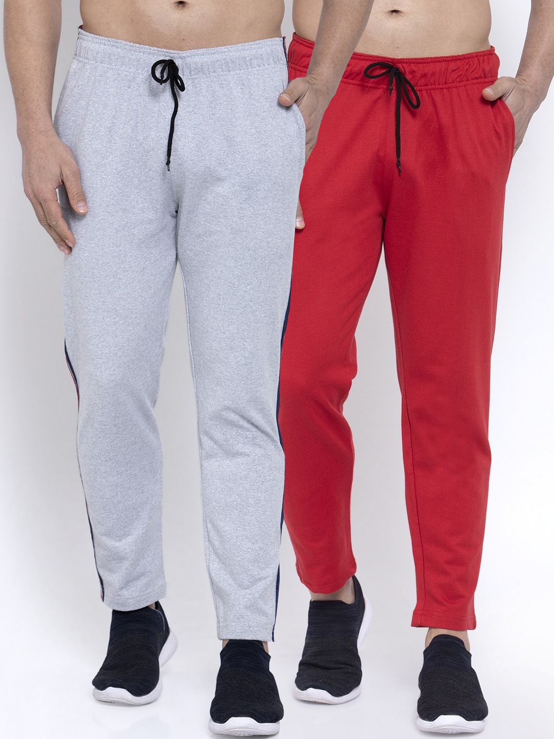 

NEUDIS Men Pack Of 2 Solid Structured-Fit Track Pants, Grey