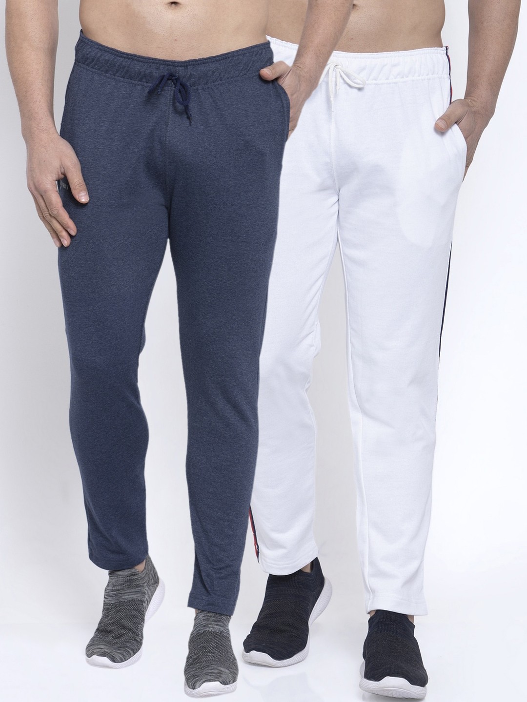 

NEUDIS Men Pack Of 2 Solid Structured-Fit Track Pants, Navy blue