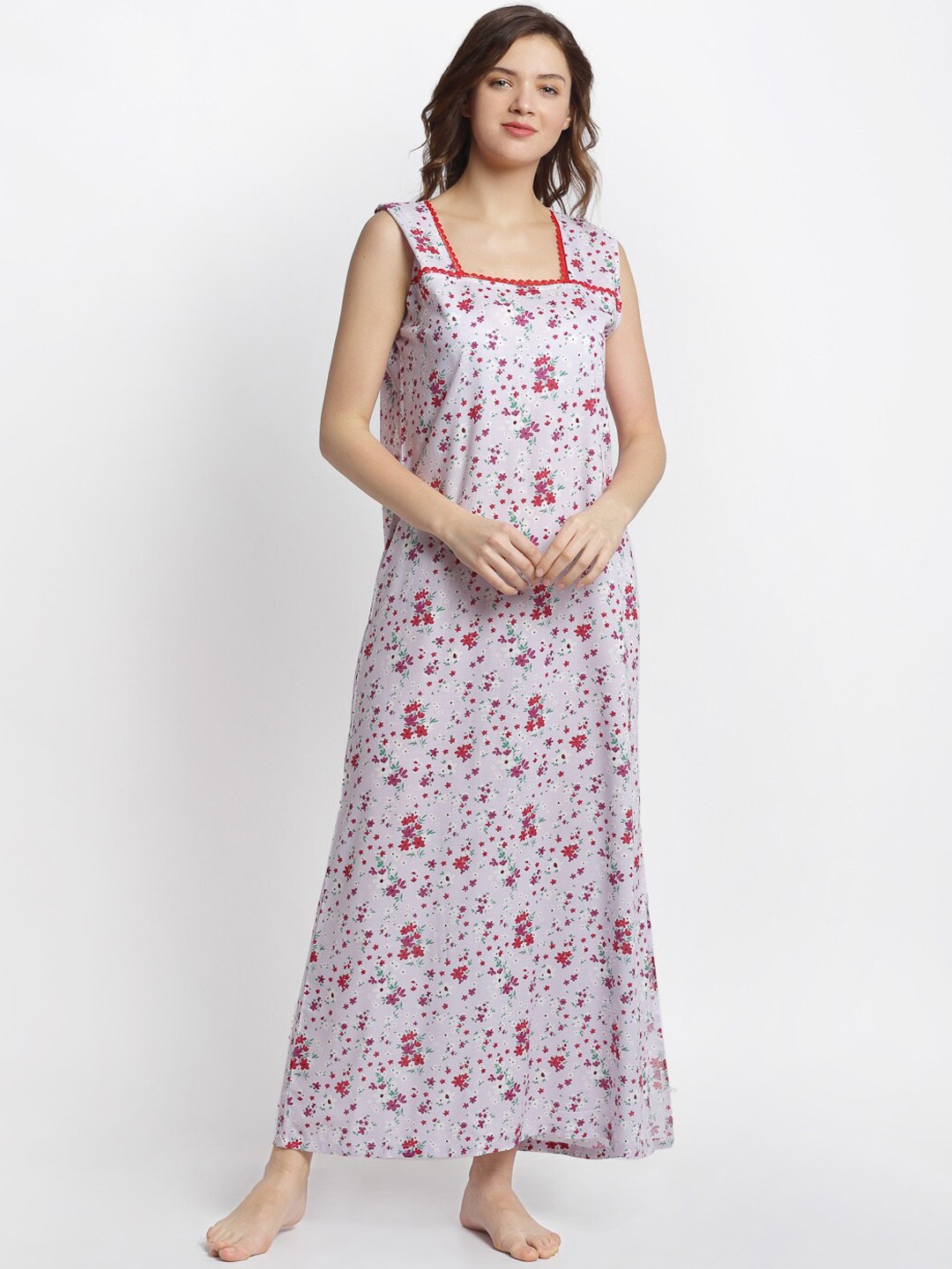 

Claura Women Mauve Floral Printed Nightdress