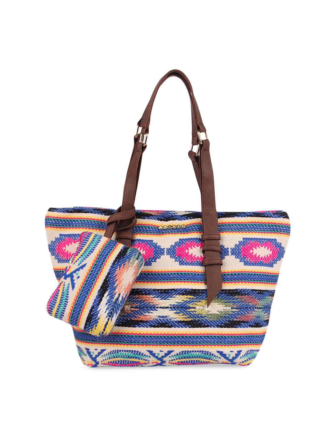 

ASTRID Blue & Pink Self Design Shoulder Bag