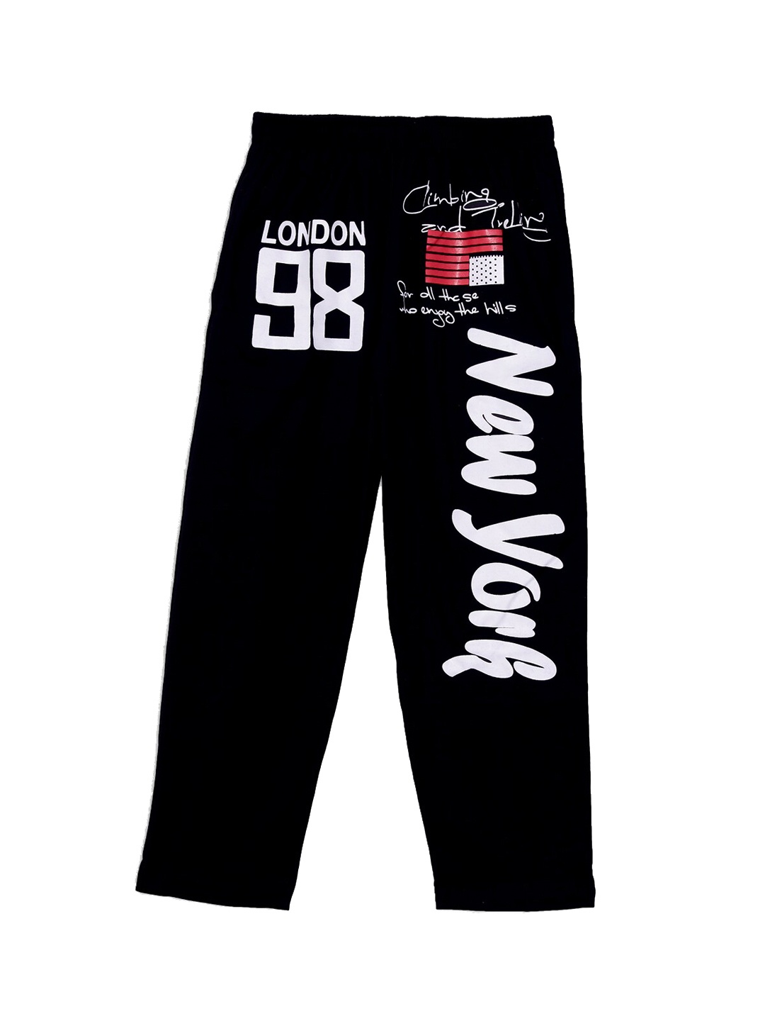 

SWEET ANGEL Girls Black Printed Straight-Fit Track Pants