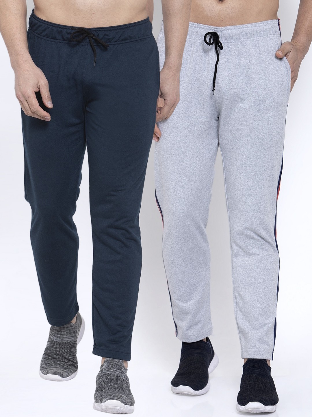 

NEUDIS Men Pack Of 2 Solid Structured-Fit Track Pants, Grey