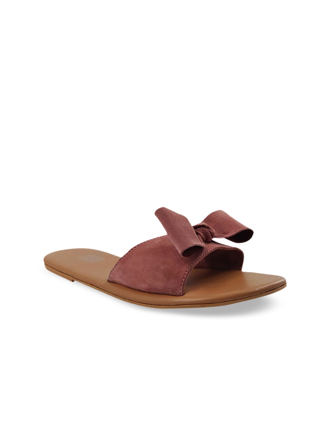 

POSTCARD Women Tan Brown & Mauve Solid Open Toe Flats
