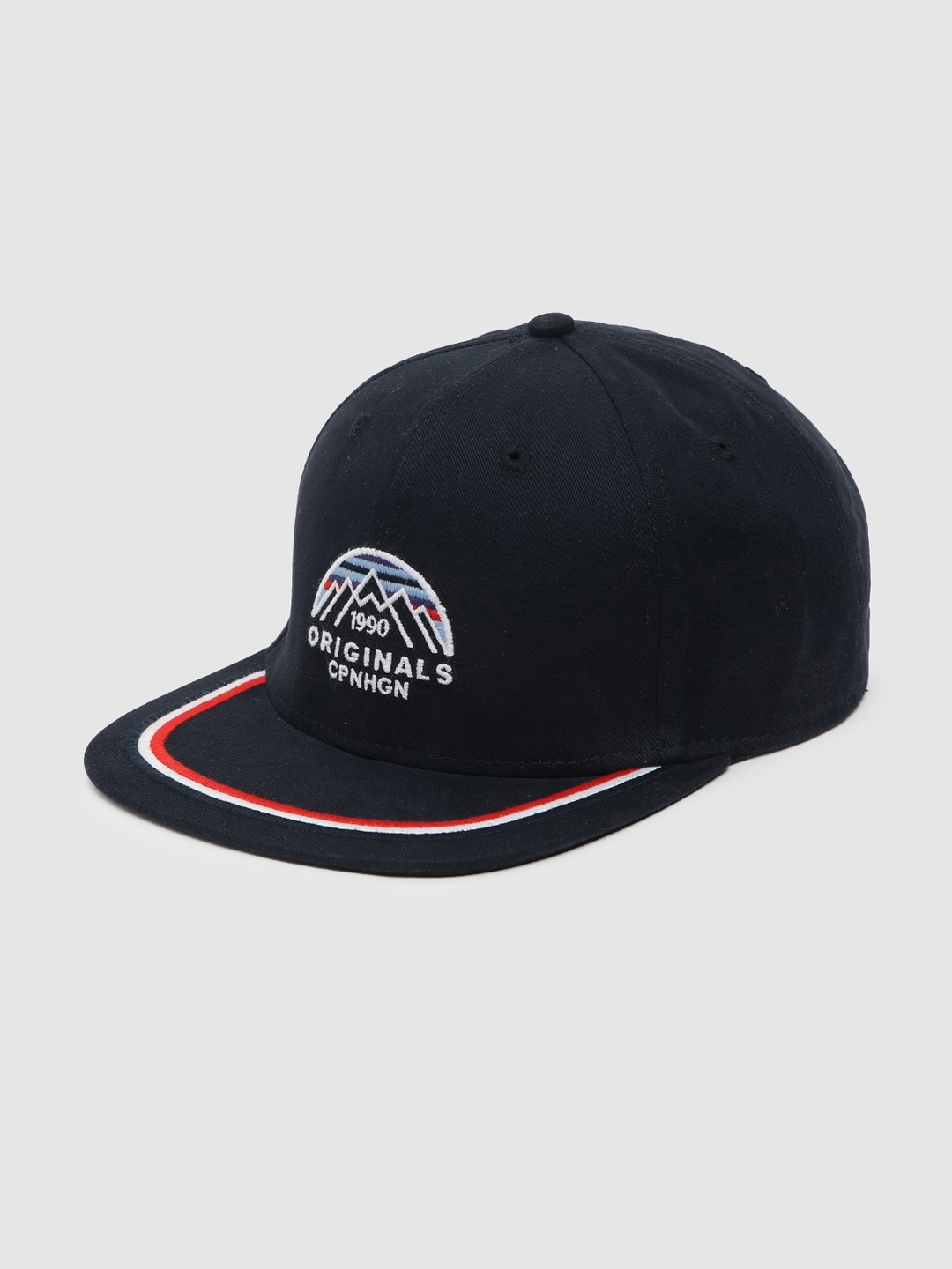 

Jack & Jones Men Navy Blue & White Embroidered Cotton Snapback Cap