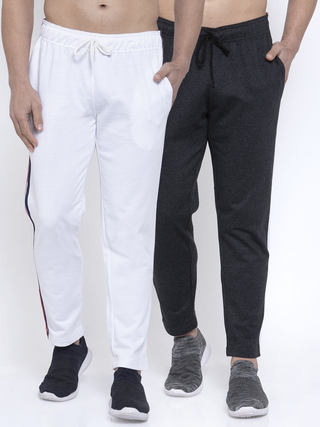 

NEUDIS Men Pack Of 2 Solid Structured-Fit Track Pants, Grey