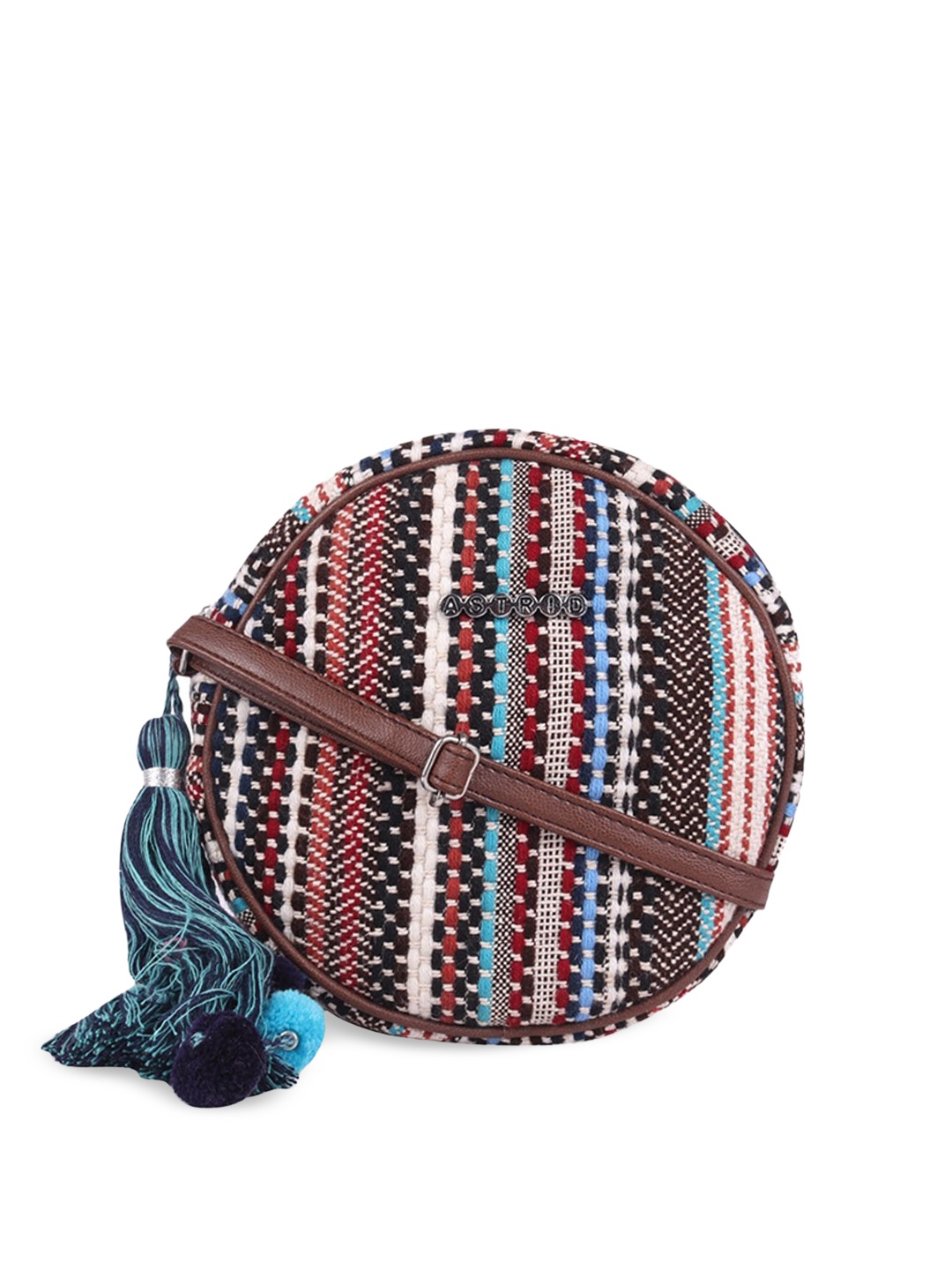 

ASTRID Brown & Red Self Design Sling Bag
