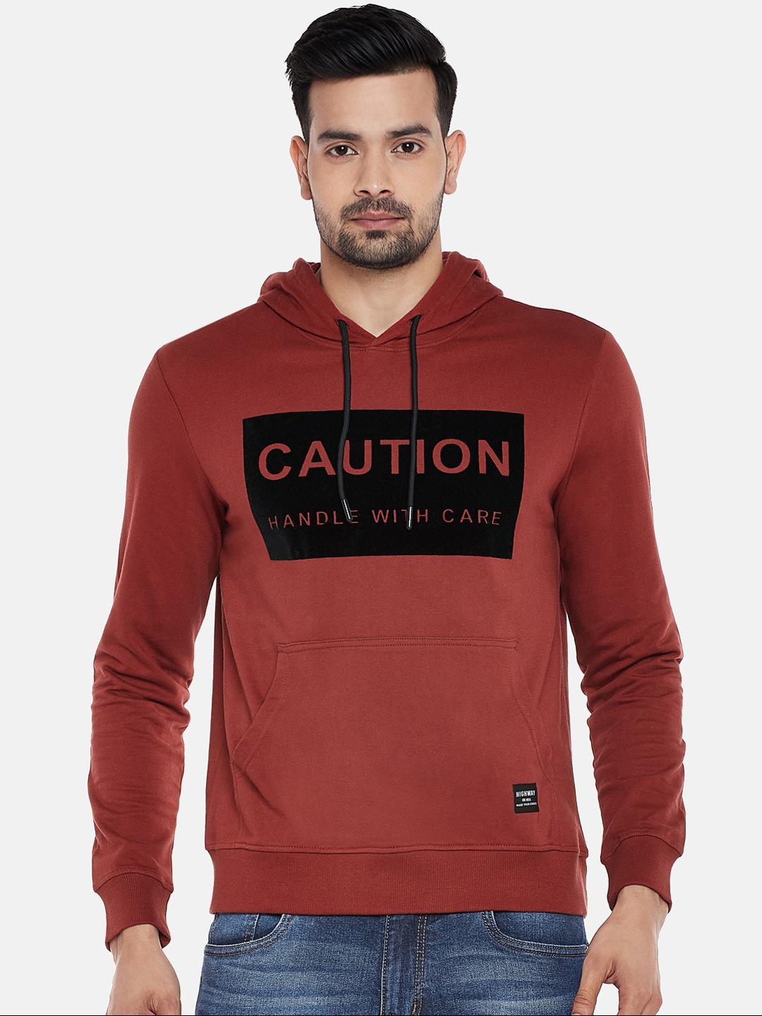 

People Men Rust Printed Sweatshirt