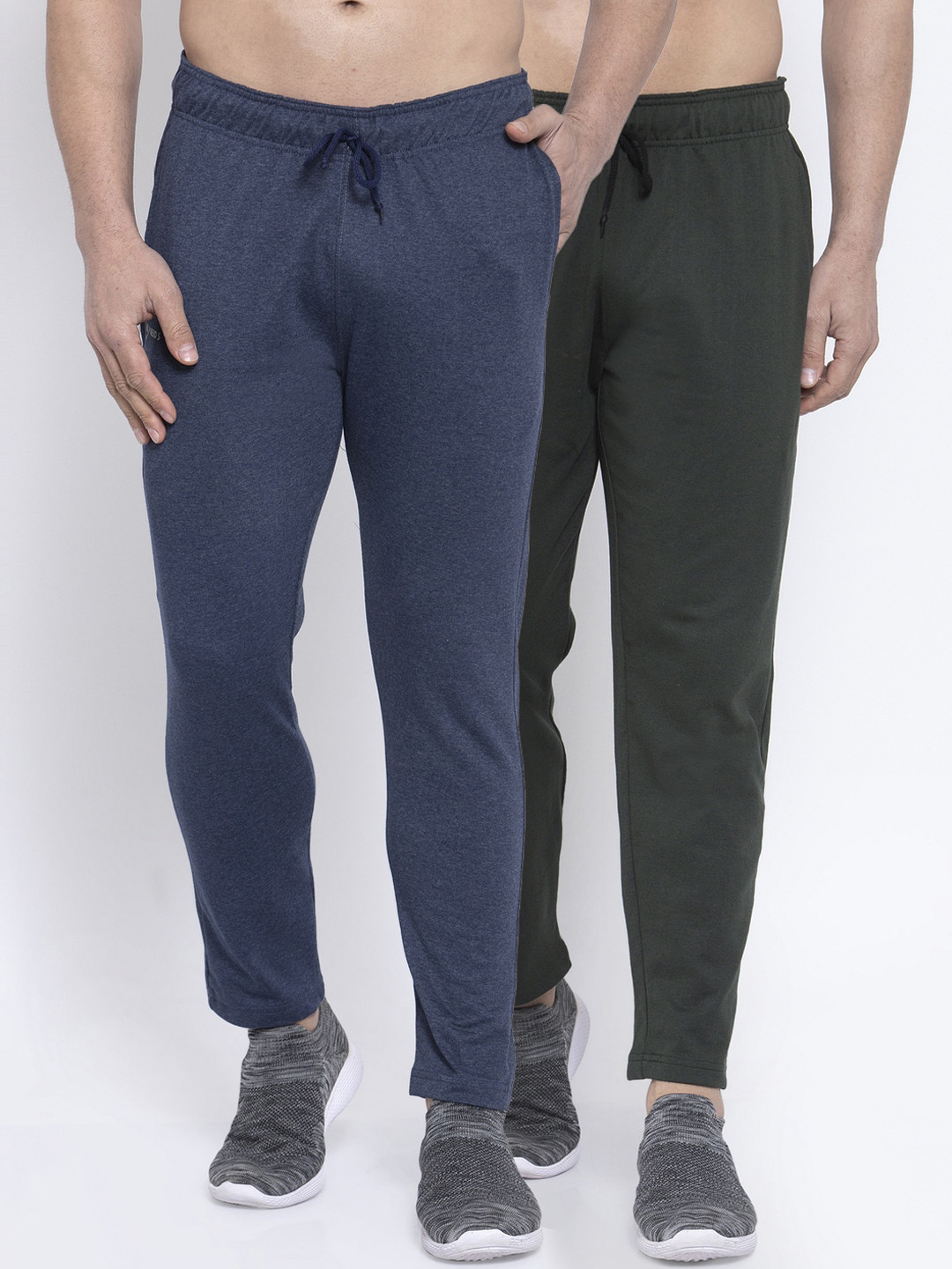 

NEUDIS Men Pack of 2 Solid Structured-Fit Track Pants, Navy blue
