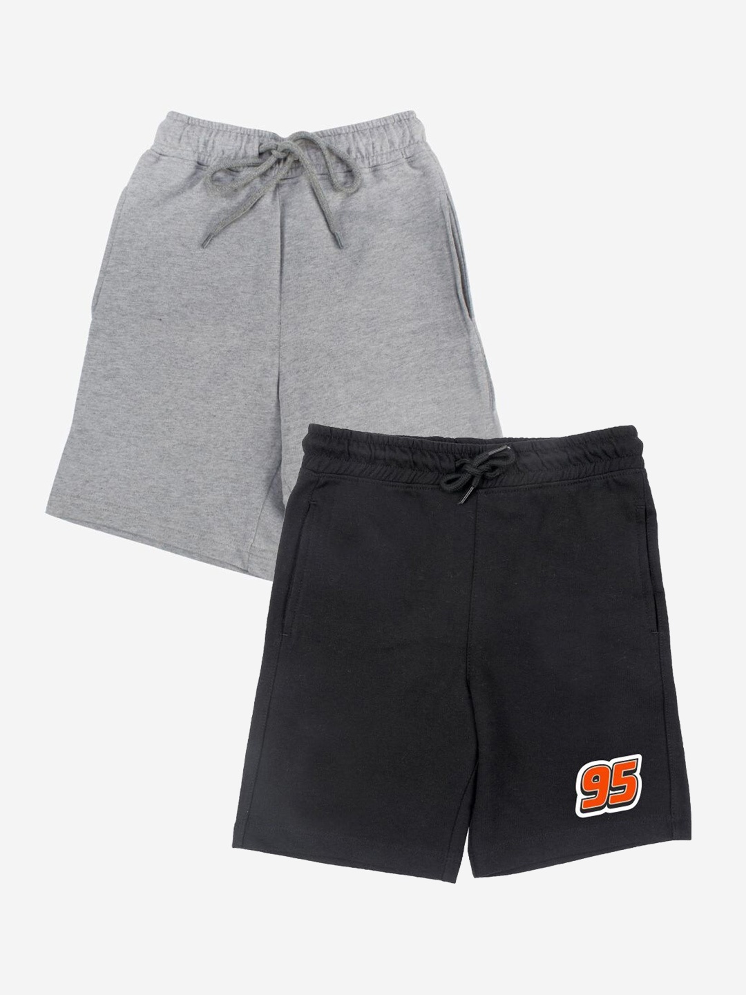 

YK Justice League Boys Pack of 2 Solid Regular Fit Regular Shorts with Cars Print Detail, Grey