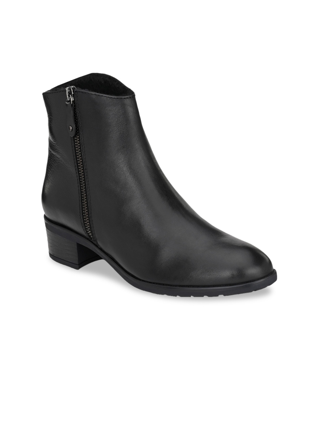 

Delize Women Black Solid High-Top Faux Leather Heeled Boots