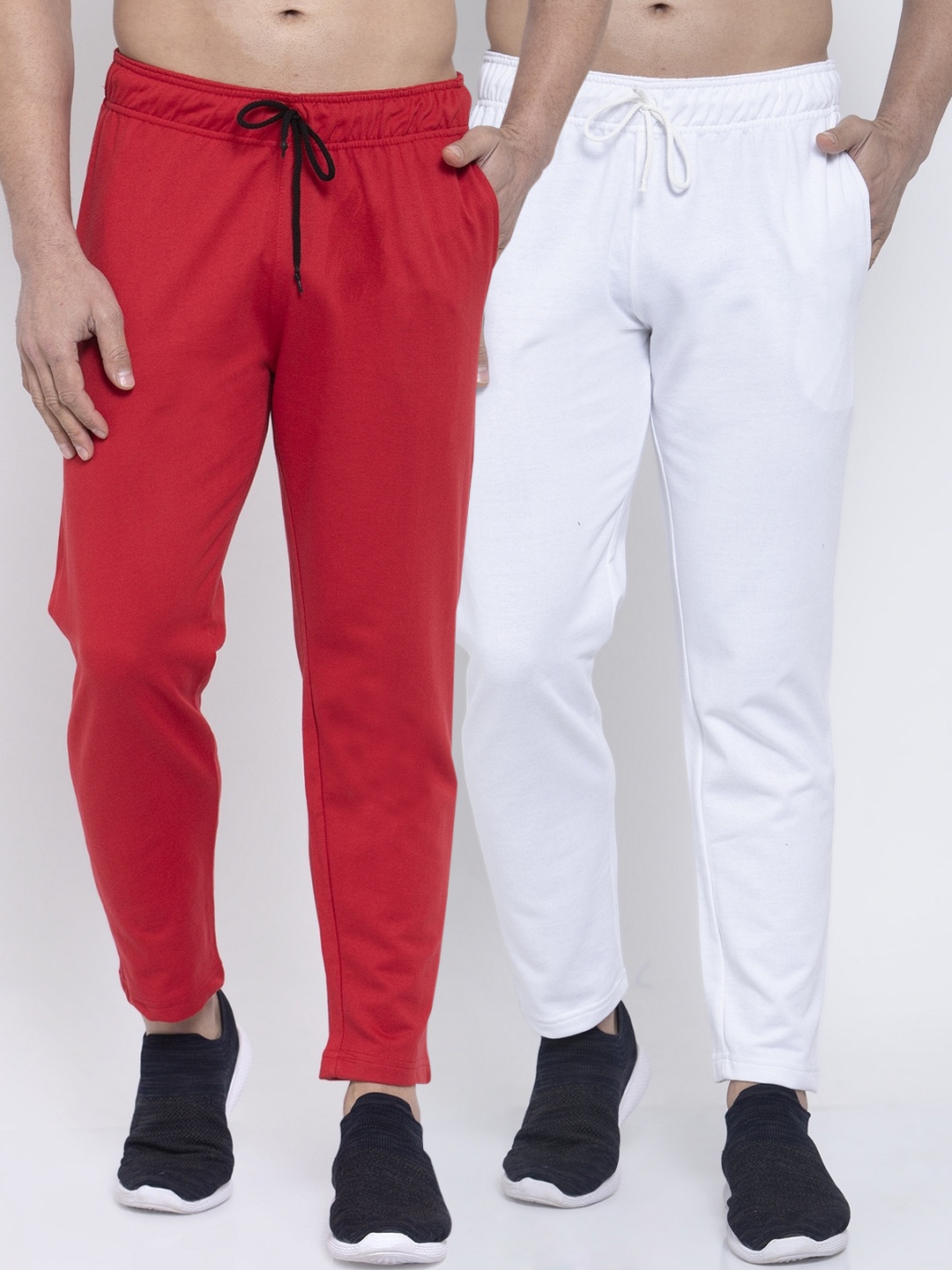 

NEUDIS Men Pack Of 2 Solid Structured-Fit Track Pants, Red