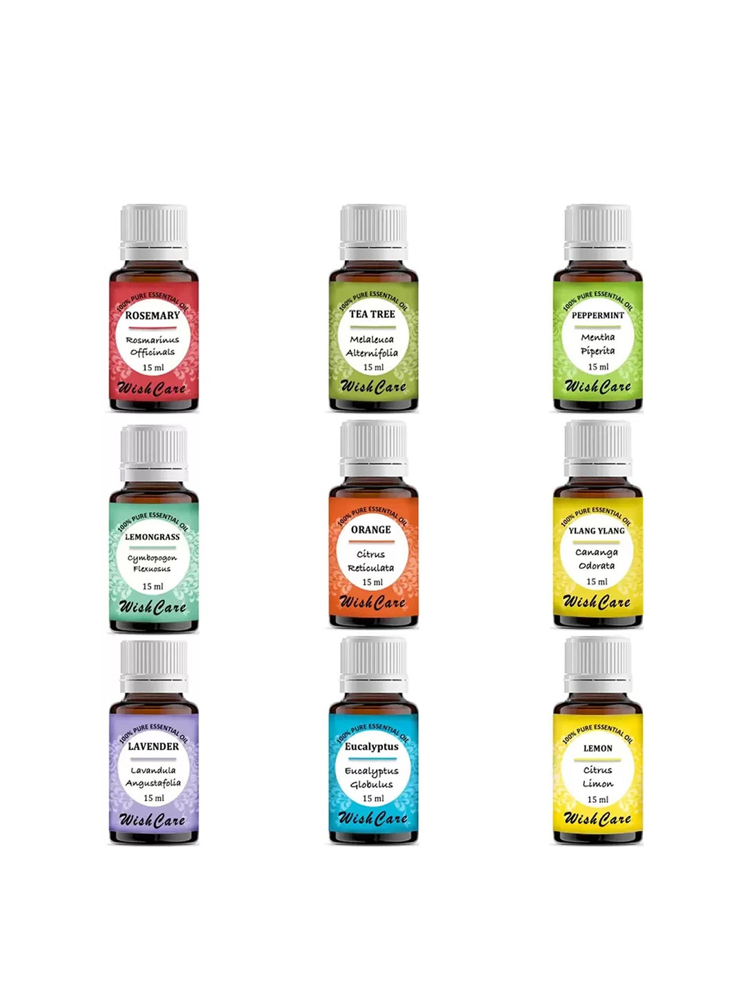 

WishCare Set Of 9 Essential Oils 135ml, Transparent