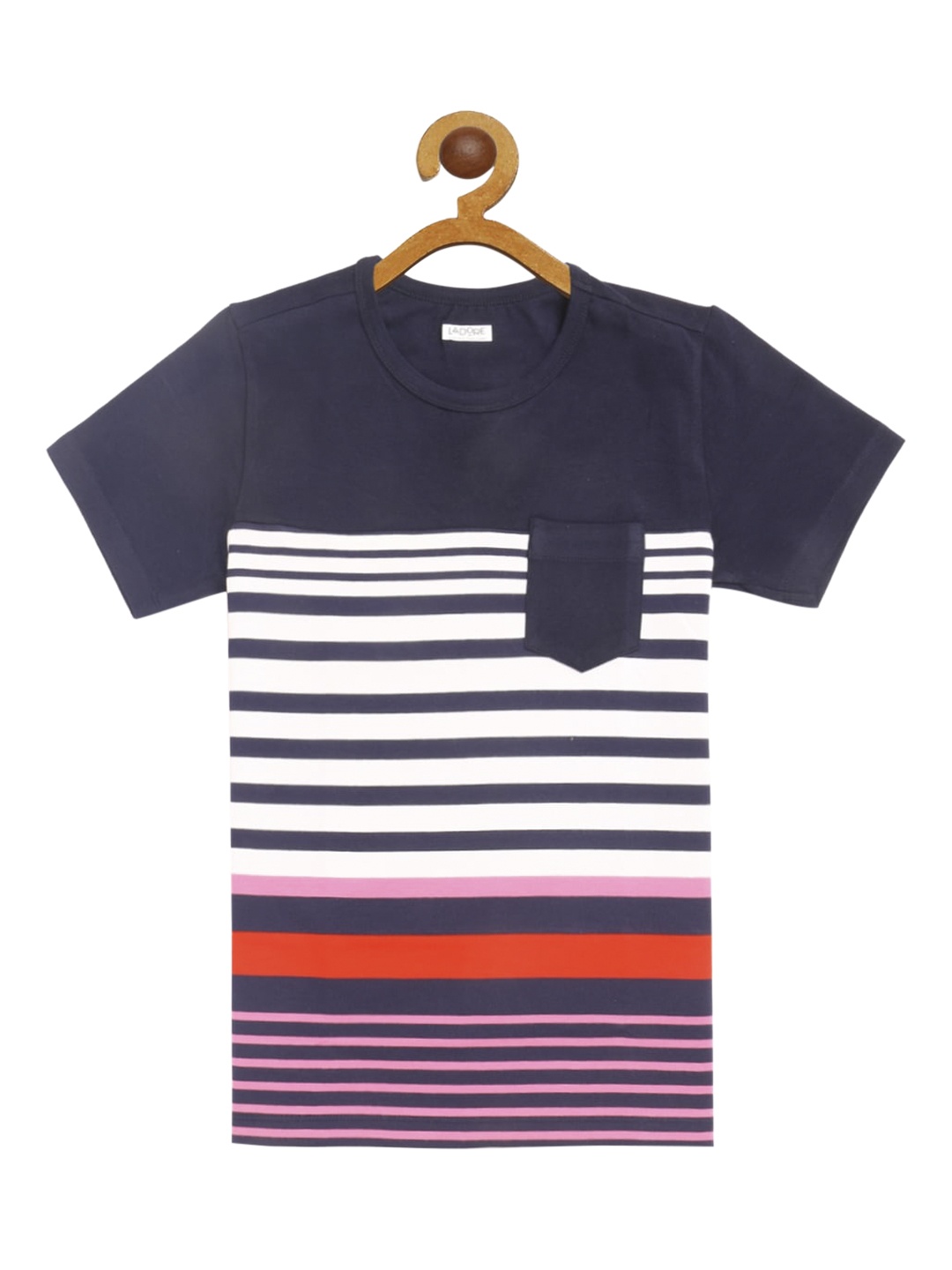 

LAdore Unisex Kids Navy Blue Striped Round Neck T-shirt