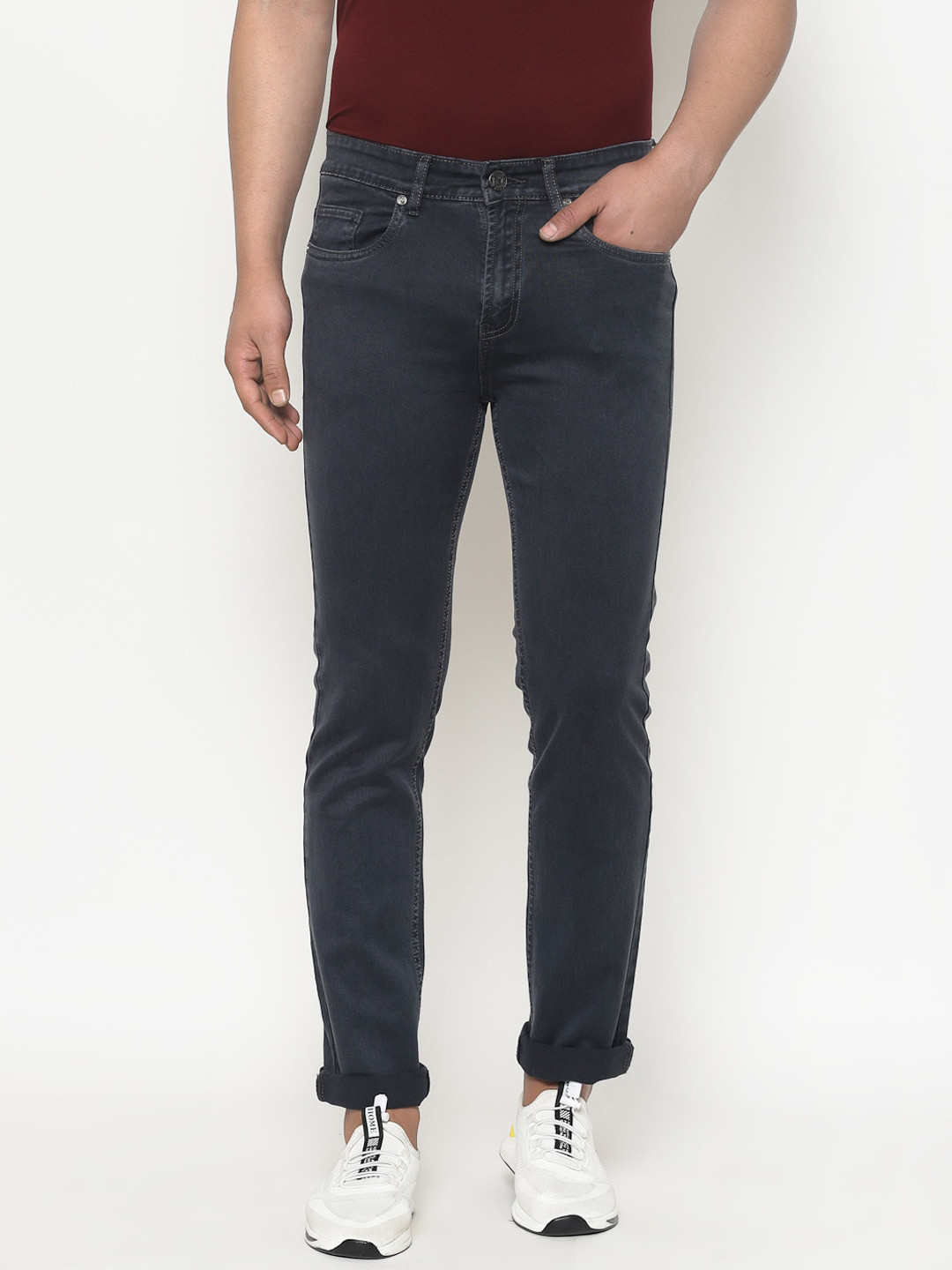 

TNG Men Grey Slim Fit Mid-Rise Clean Look Stretchable Jeans