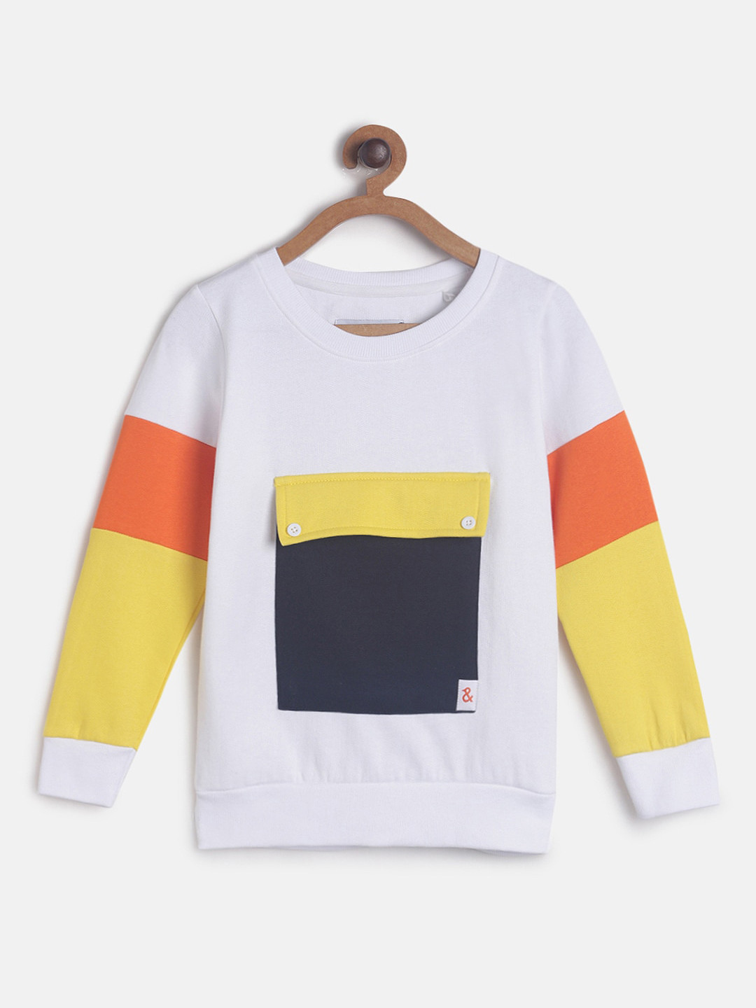 

TALES & STORIES Boys White & Yellow Colourblocked Sweatshirt