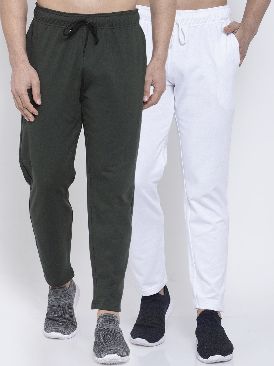 

NEUDIS Men Pack Of 2 Solid Structured-Fit Track Pants, White