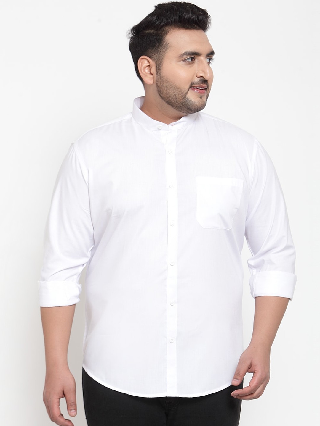 

plusS Men White Regular Fit Solid Casual Shirt