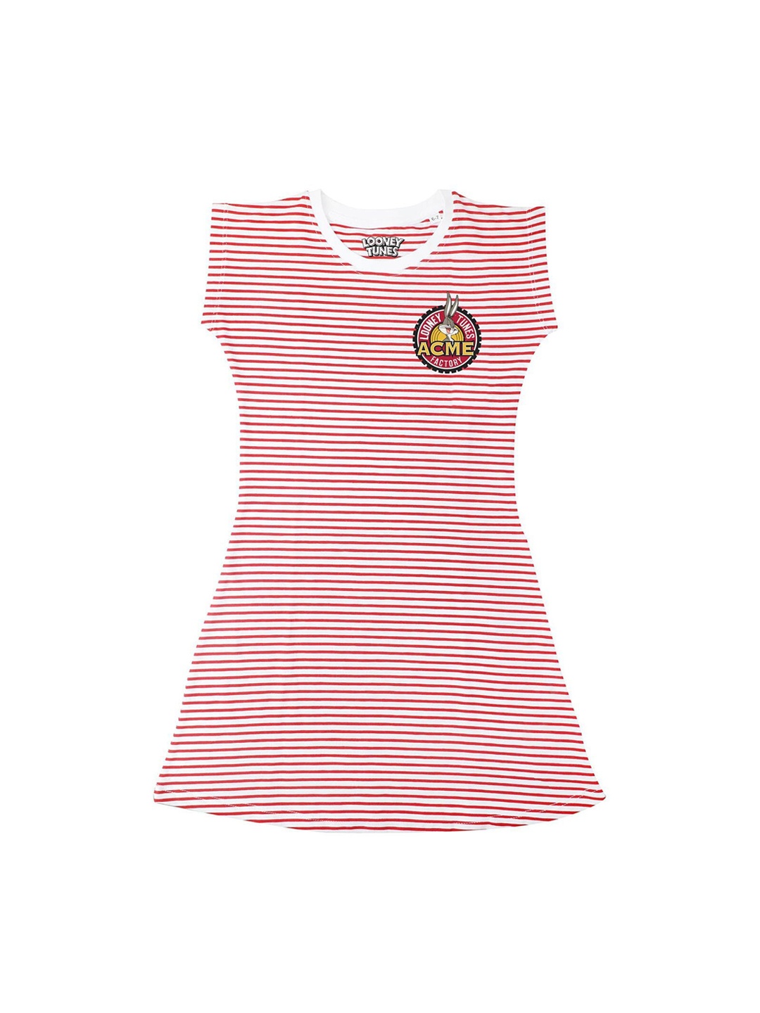 

Looney Tunes Red & White Striped Applique A-Line Dress