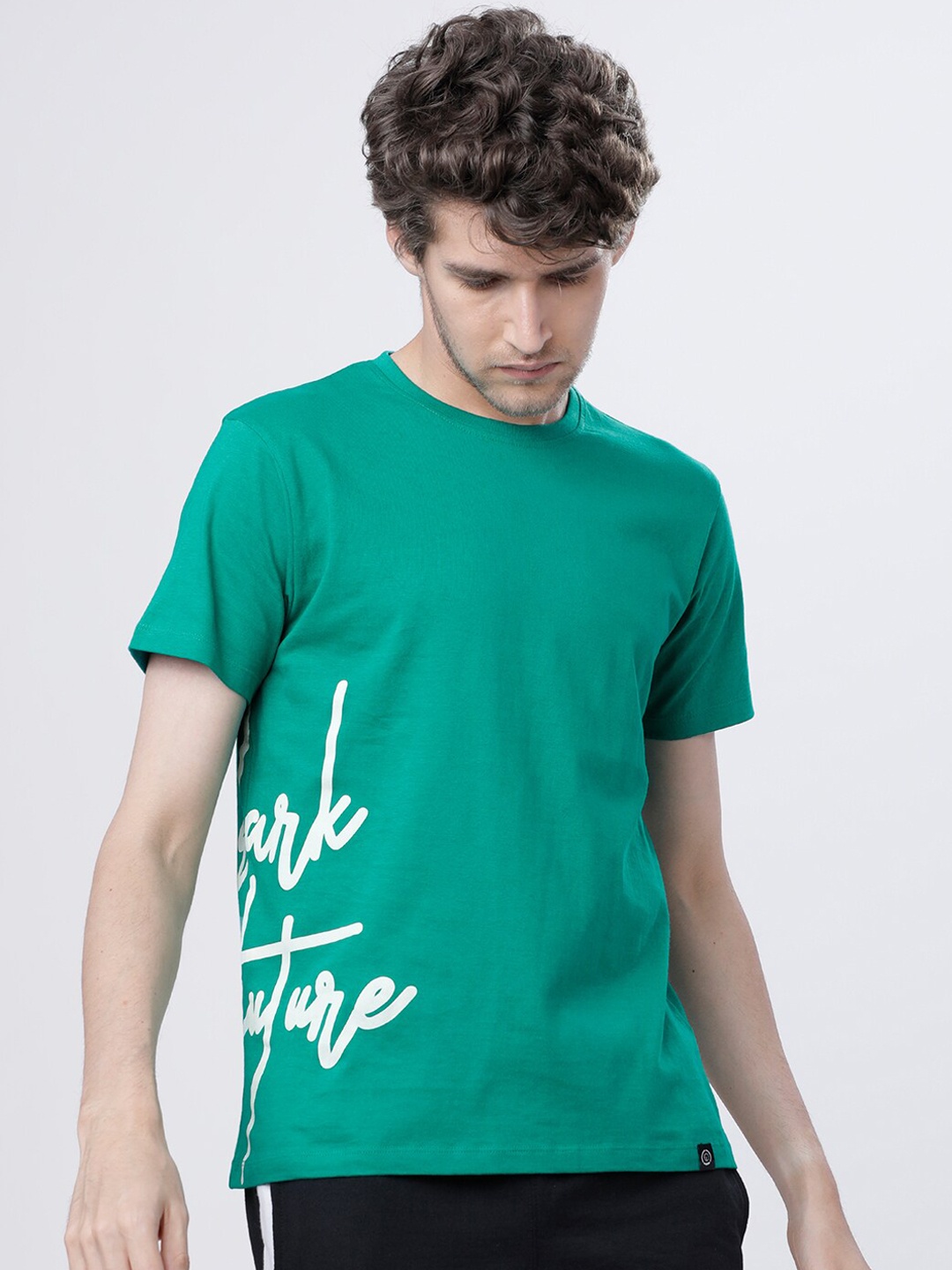 

LOCOMOTIVE Men Green Printed Round Neck T-shirt