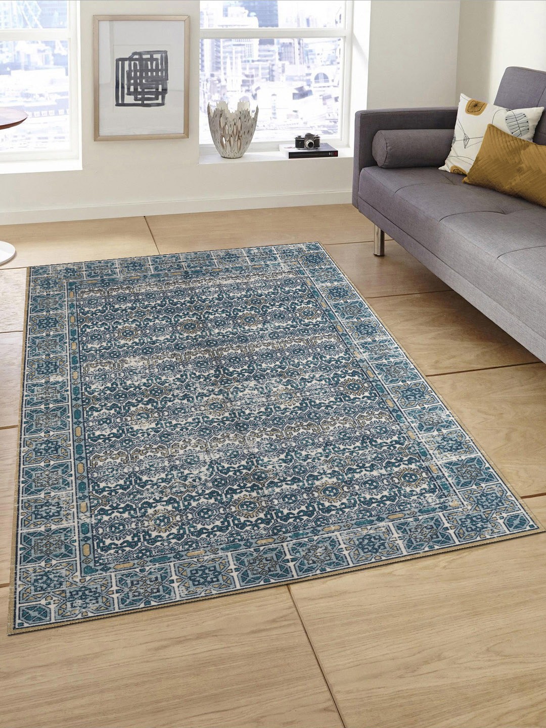 

Status Blue & White Printed Anti-Skid Carpet