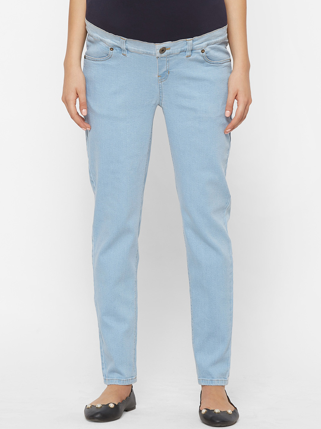 

Mystere Paris Women Blue Regular Fit Mid-Rise Maternity Clean Look Jeans