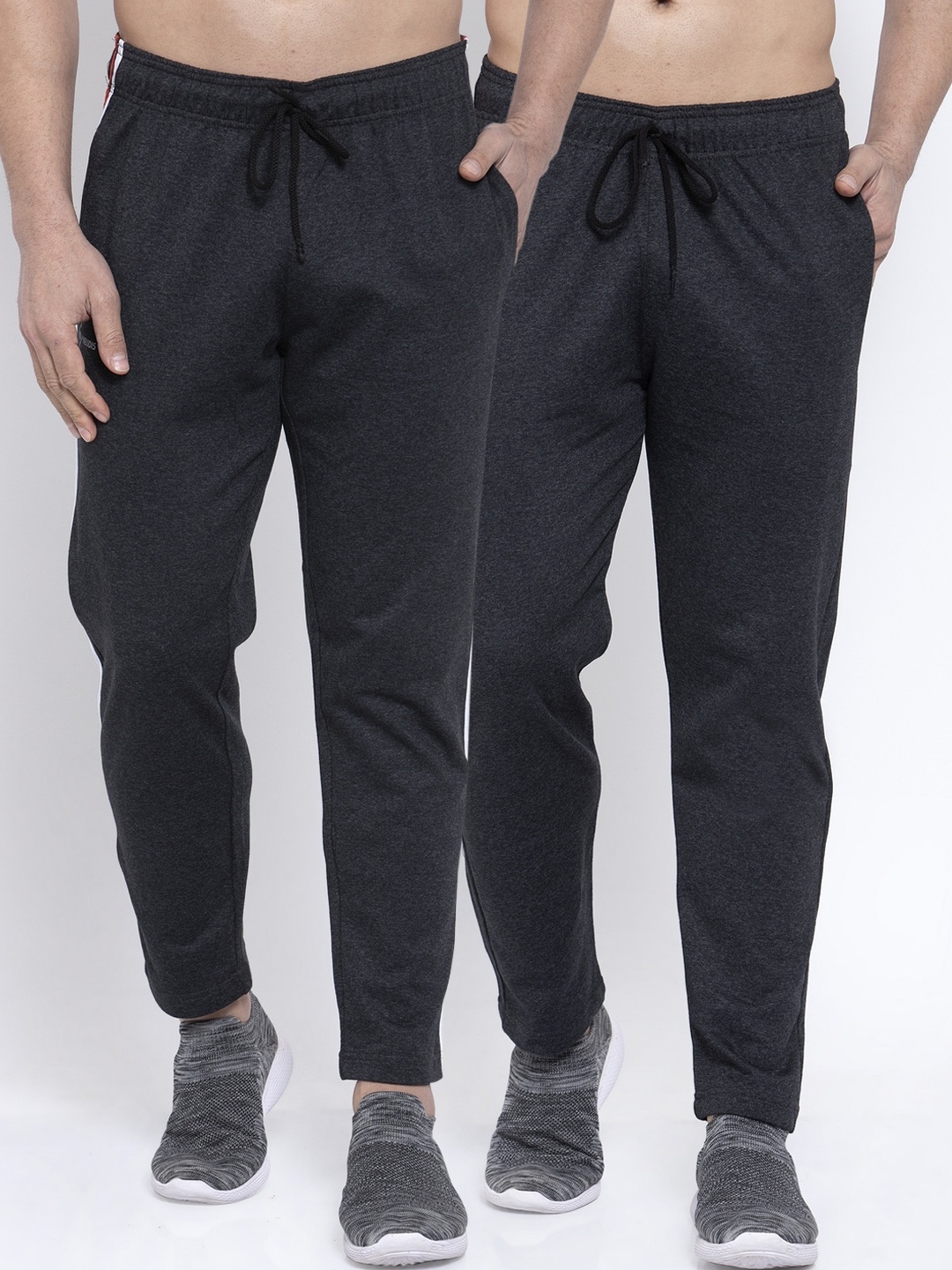 

NEUDIS Men Pack Of 2 Charcoal Grey Solid Structured Fit Track Pants