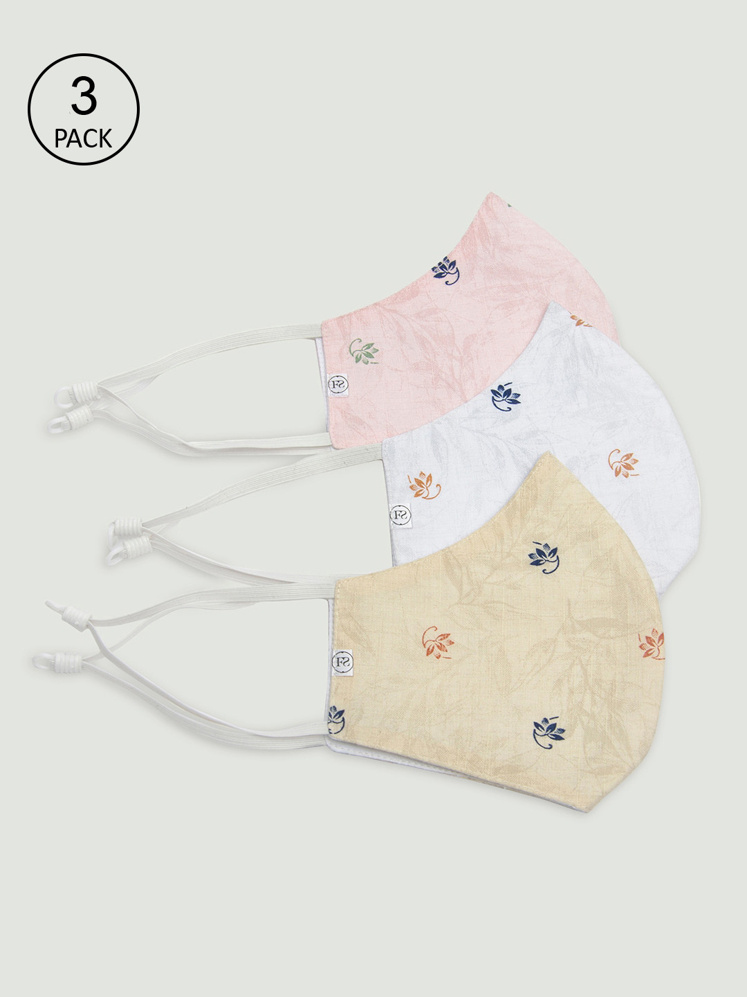 

FableStreet Women Pack Of 3 2-Ply Printed Sterilised Reusable Sustainable Face Masks, Pink