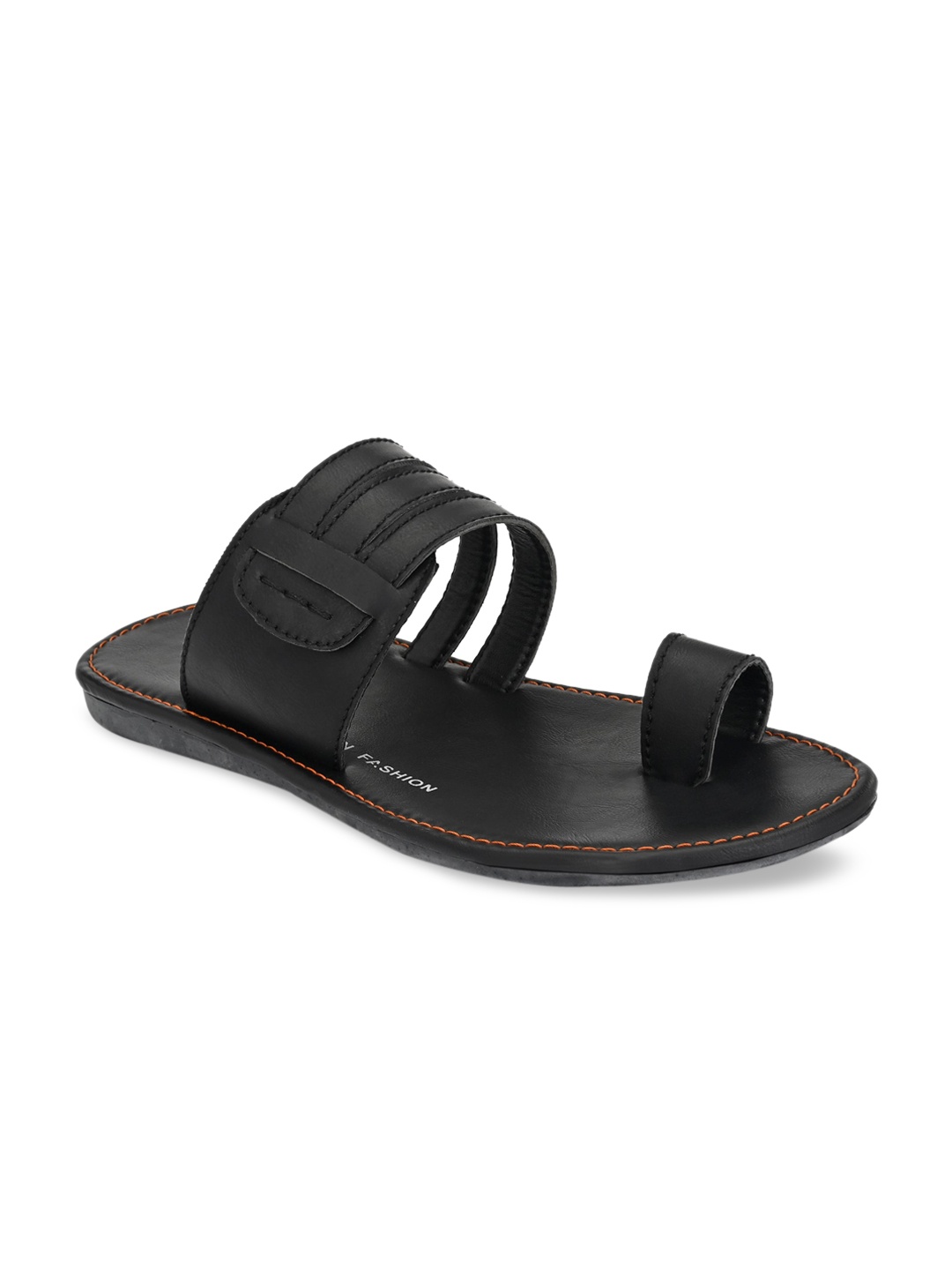 

Azzaro Black Men Black Striped Slip-On