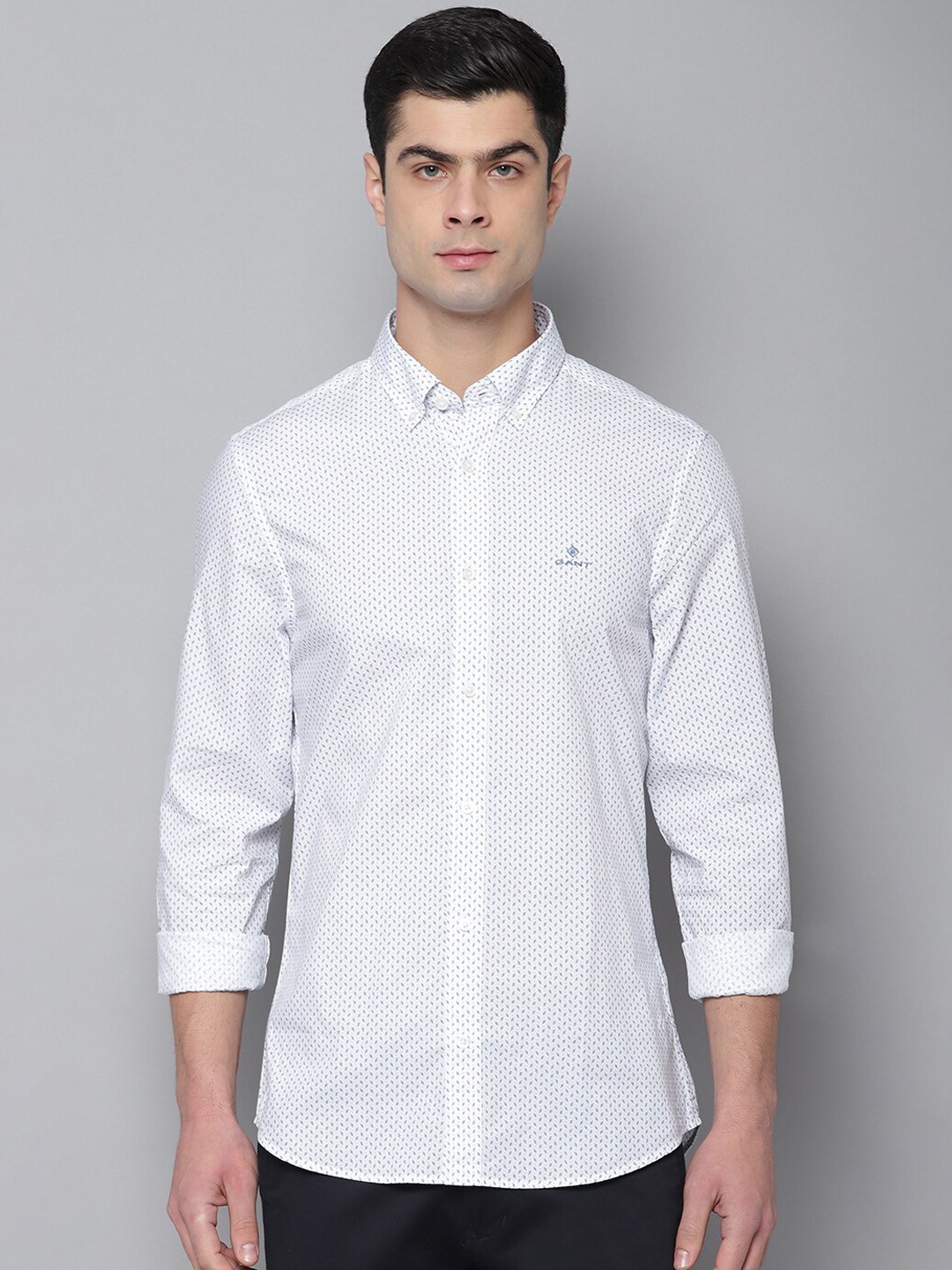 

GANT Men White Slim Fit Printed Casual Shirt