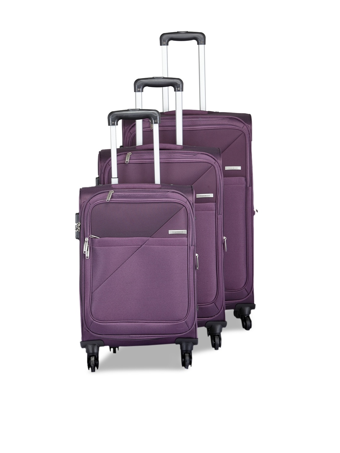 

Teakwood Leathers Set of 3 Purple Solid Soft-Sided Trolley Suitcases