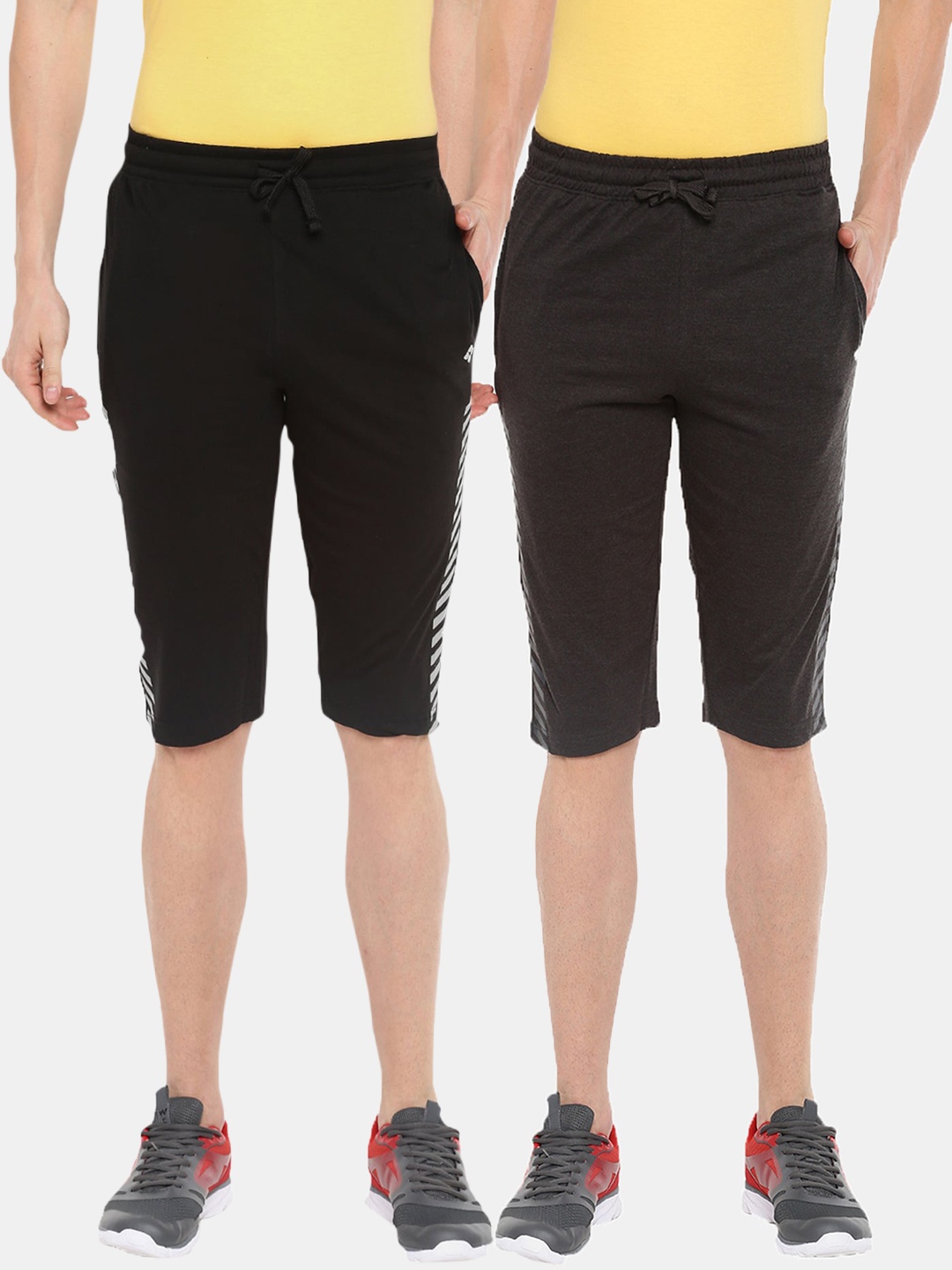

Dollar Men Pack of 2 Multicoloured Solid Regular Fit Regular Shorts, Multi