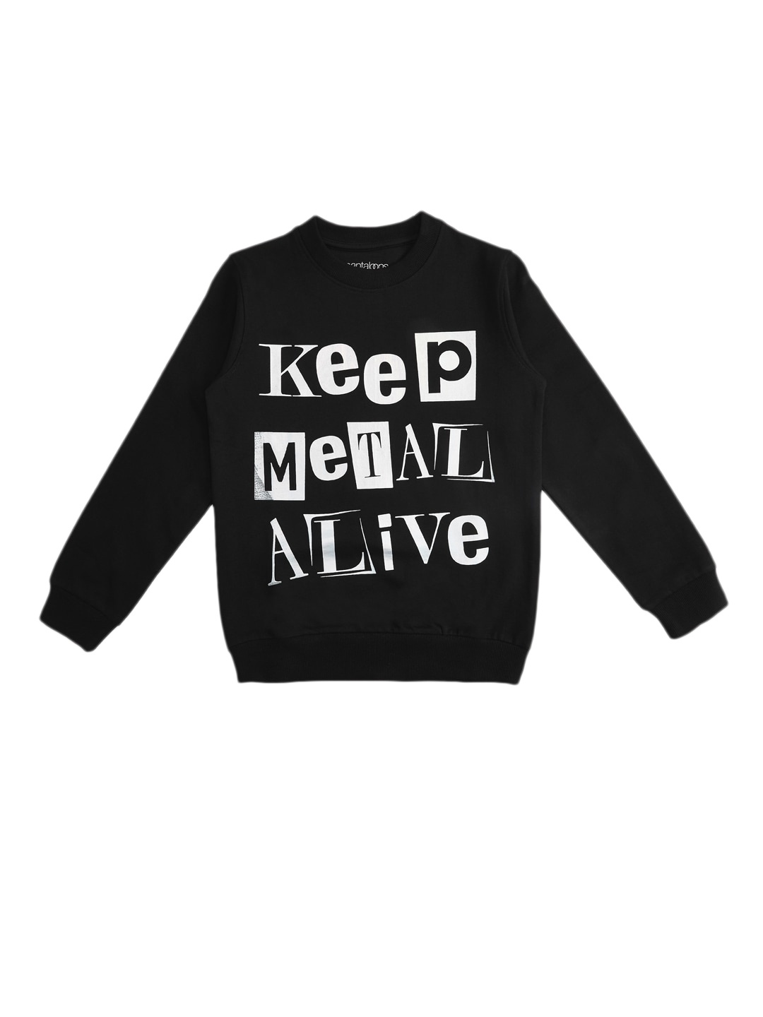 

Pantaloons Junior Boys Black & Off-White Printed Sweatshirt