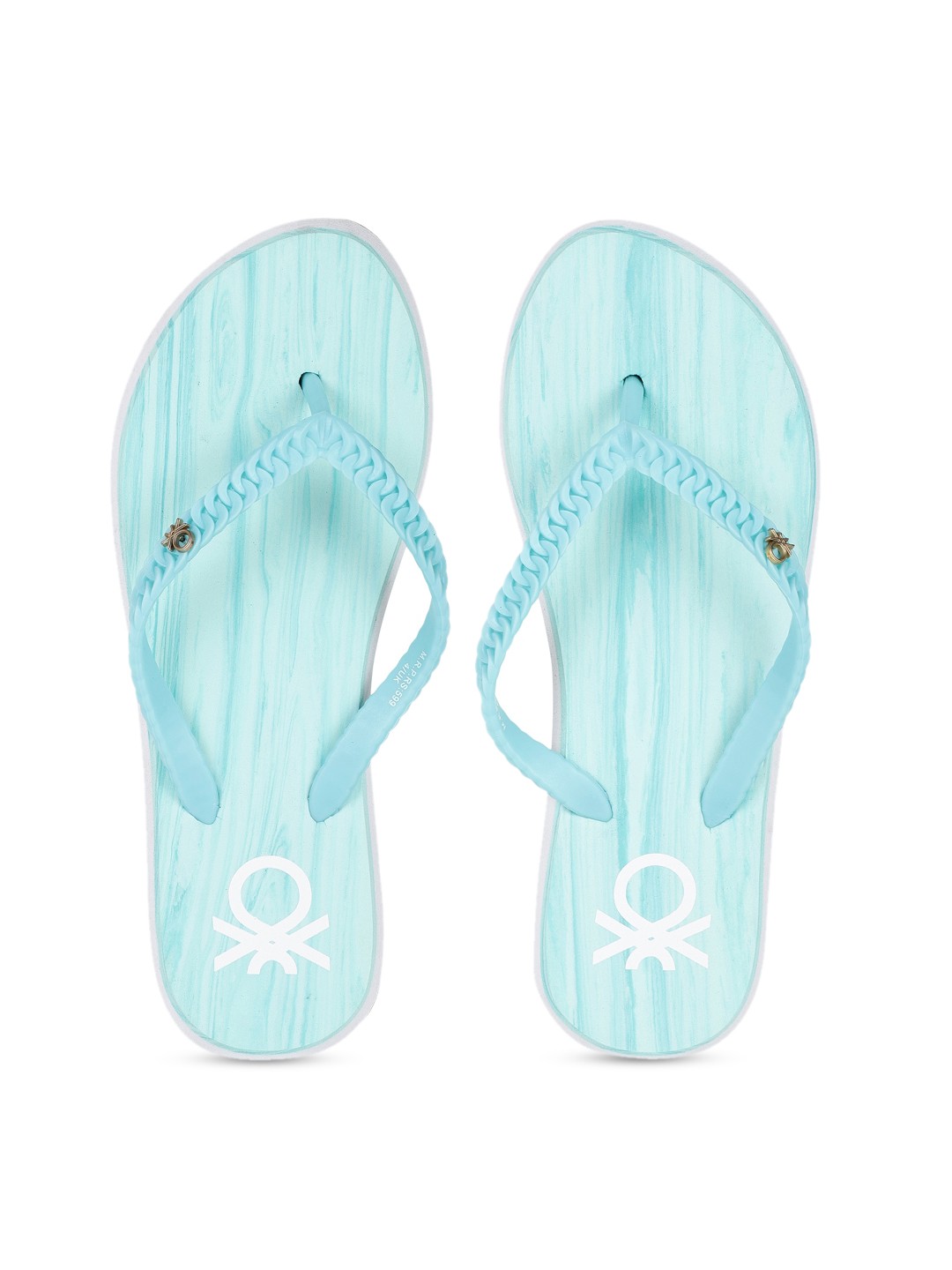 

United Colors of Benetton Women Turquoise Blue Self Design Thong Flip-Flops