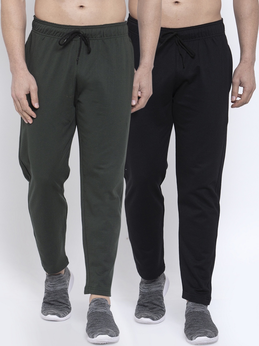 

NEUDIS Men Pack of 2 Solid Structured-Fit Track Pants, Olive