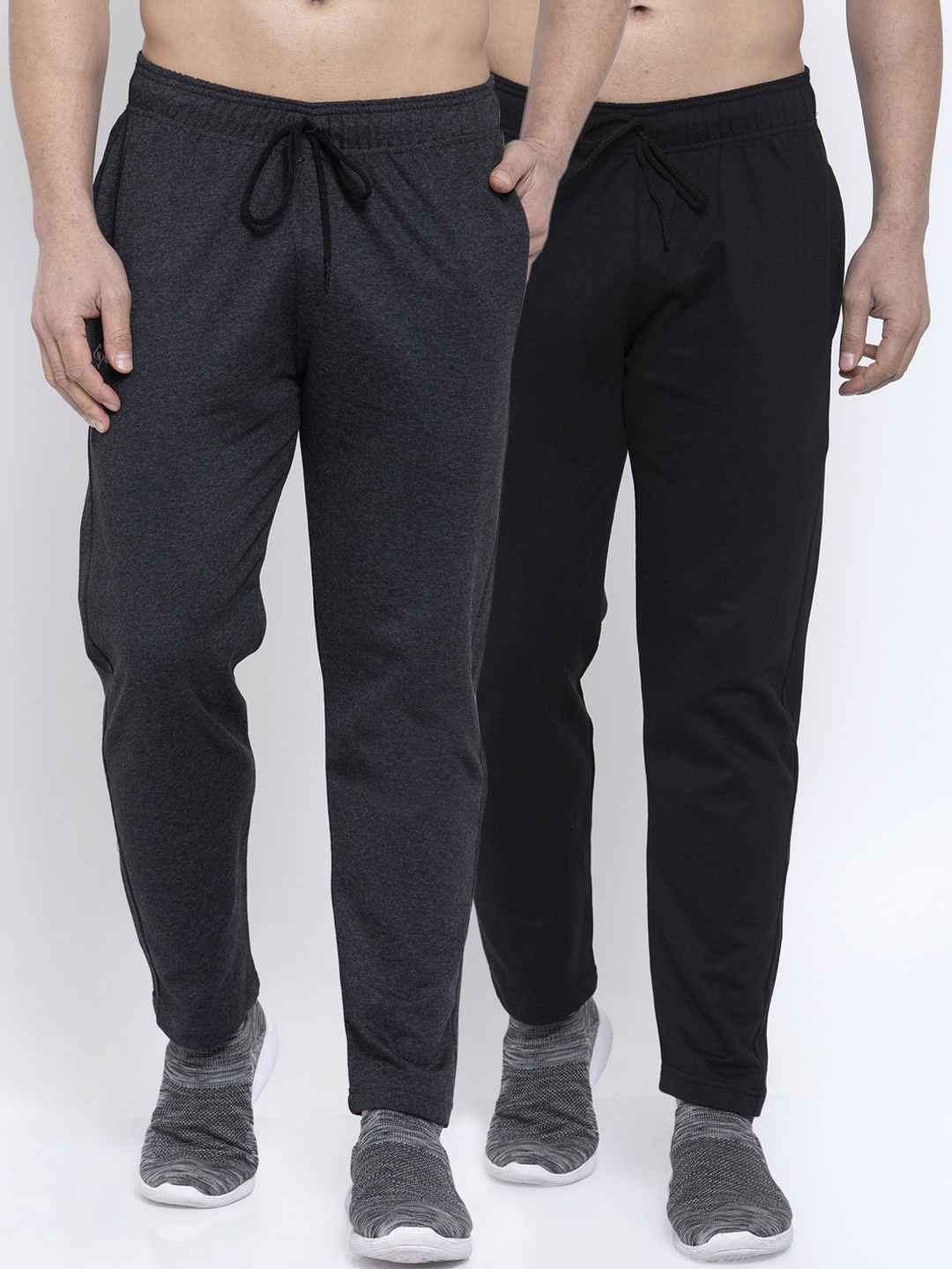 

NEUDIS Men Pack Of 2 Solid Structured Fit Track Pants, Charcoal
