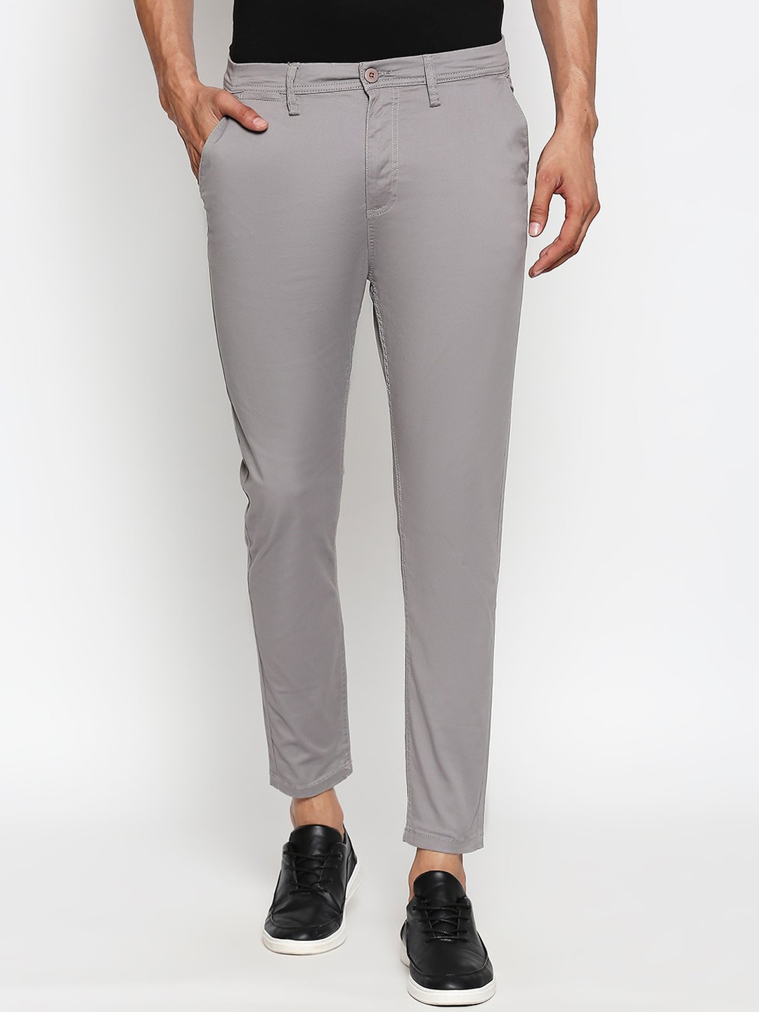 

Urban Ranger by pantaloons Men Grey Slim Fit Solid Chinos