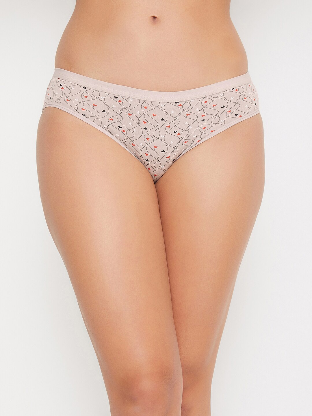 

Clovia Women Beige & Black Printed Bikini Briefs PN3456A05